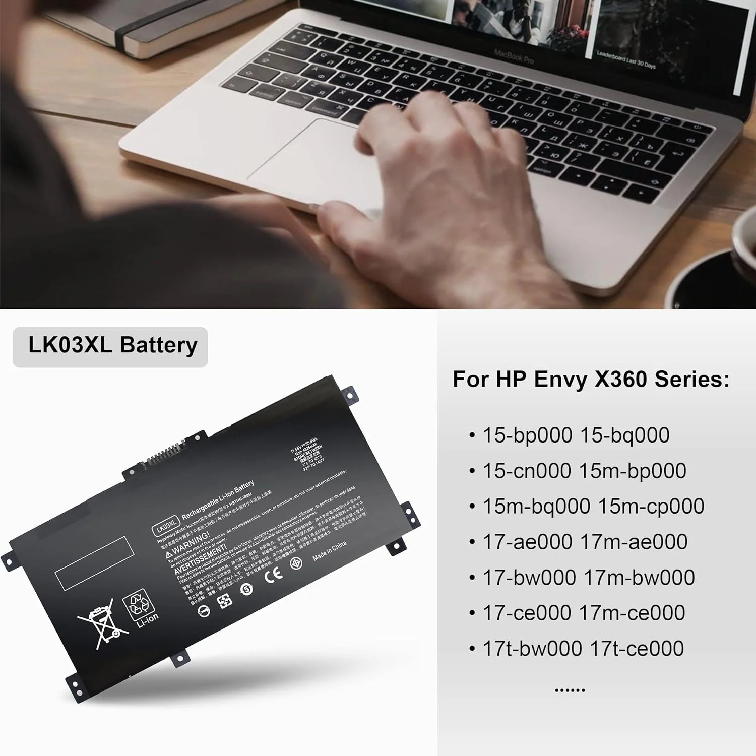 New Battery for HP Envy X360 15m-cp0xxx 15m-cp0011dx 15m-cp0012dx 15m-cp0012dx