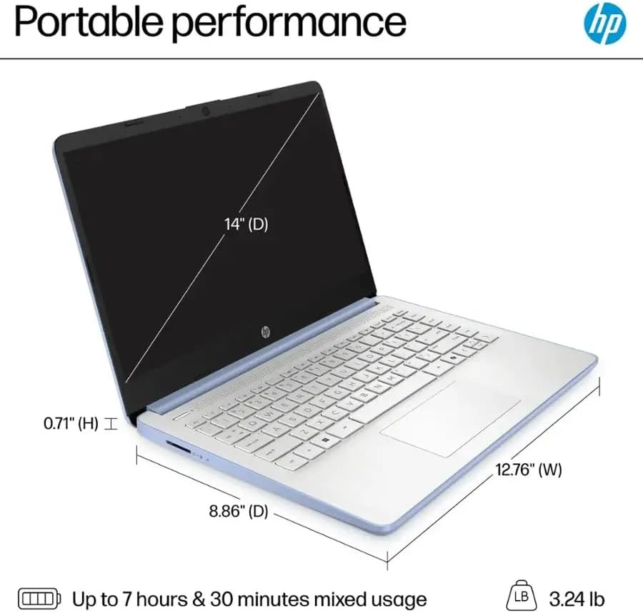 HP 14 Student Laptop,Intel Processor N150,UpTo 4GB 384GB(128GB UFS+256GB MSD)