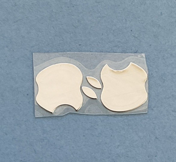 2 pcs x Apple sticker Silver Retro Apple logo for MacBook 15mm X 15mm