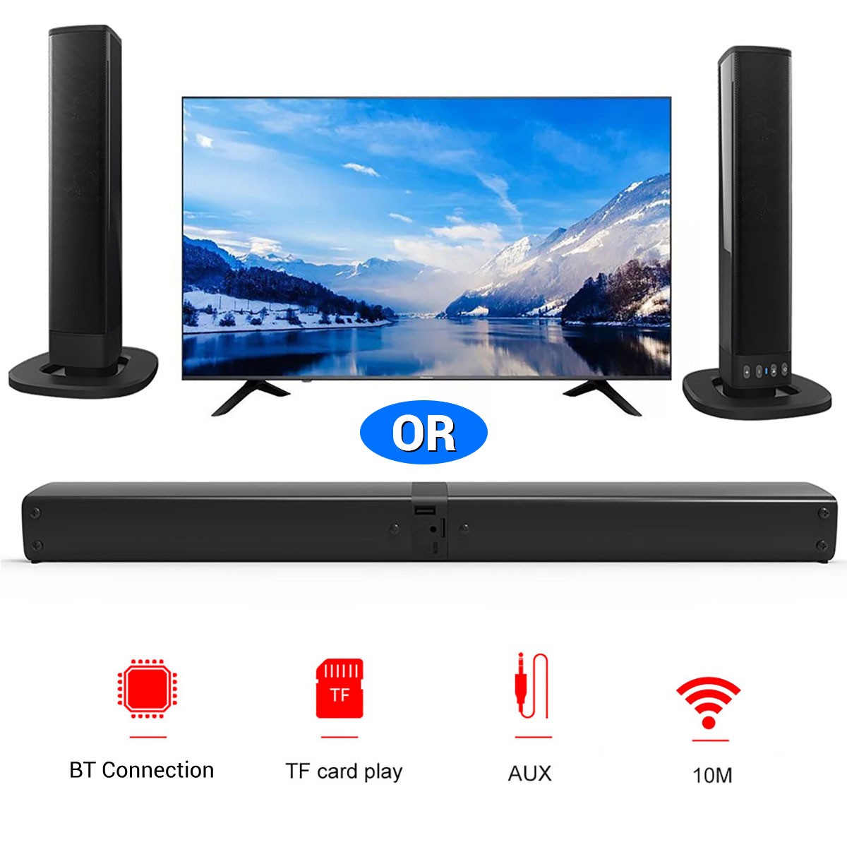 Bluetooth 5.0 Home TV Sound Bar Speaker System Wireless Subwoofer 3D Surround US