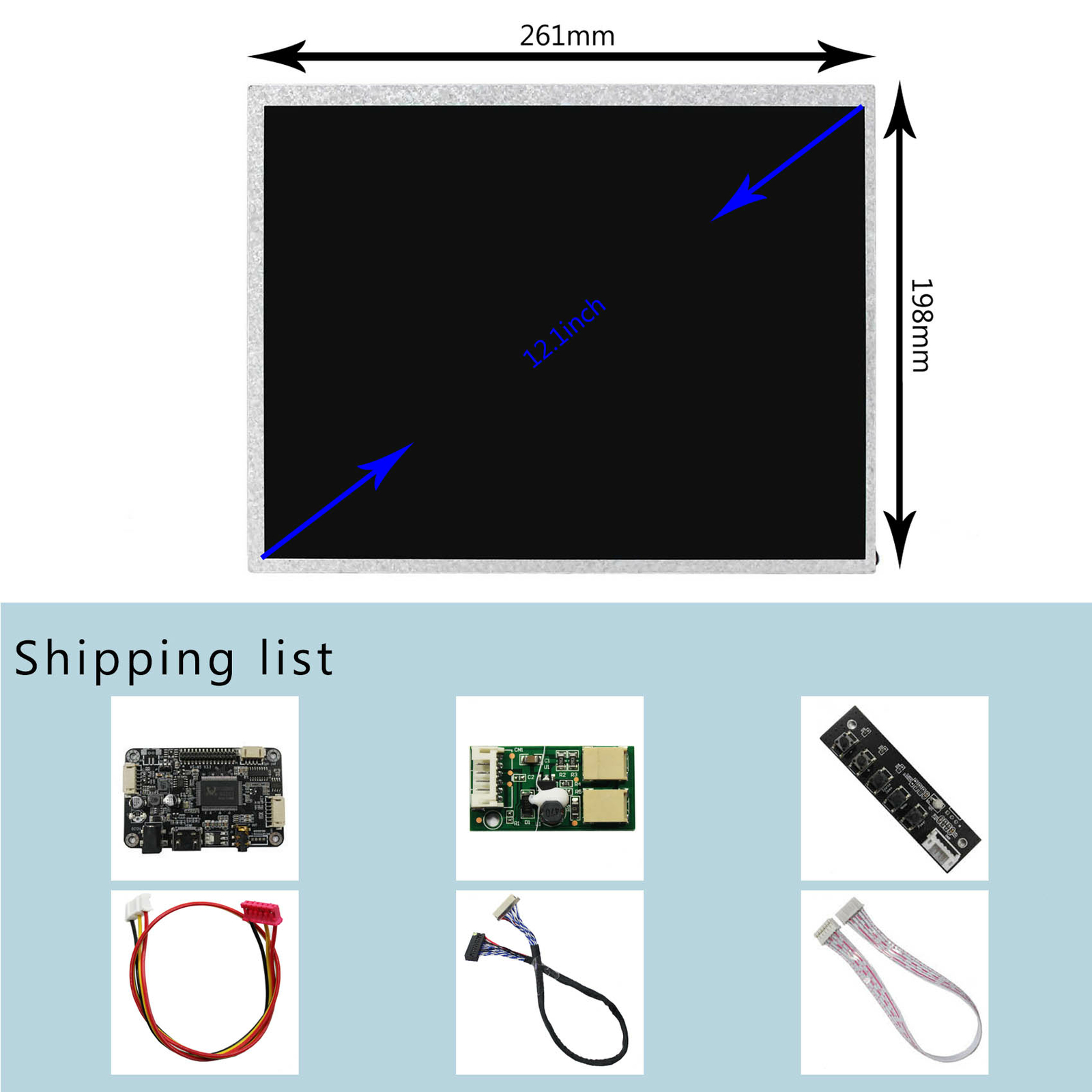 HDLCD Controller Board 12.1 in 1024X768 LCD Screen WLED Backlight