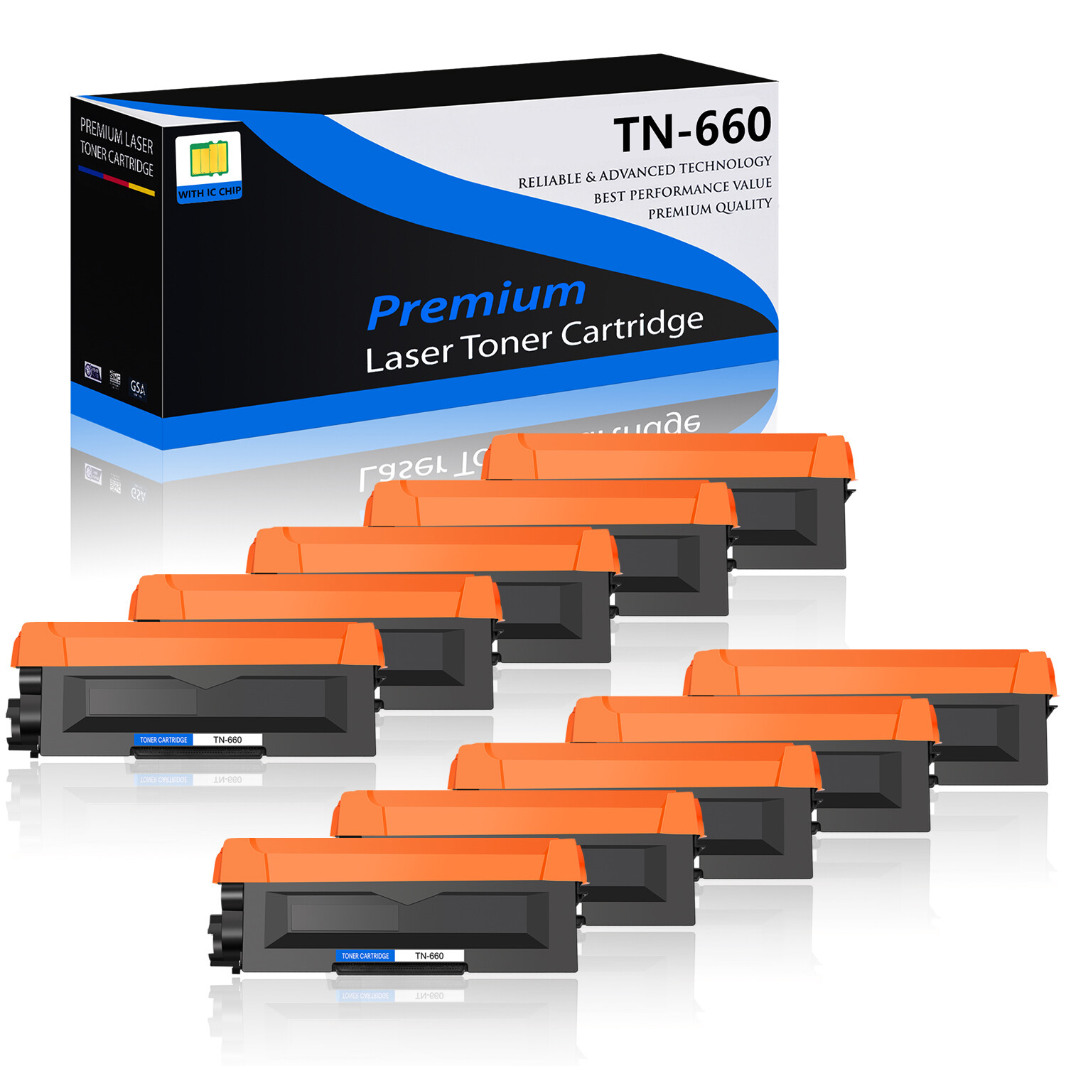 10PK TN630 TN660 Toner Cartridge for Brother MFC-L2685DW MFC-L2700DW DCP-L2540DW