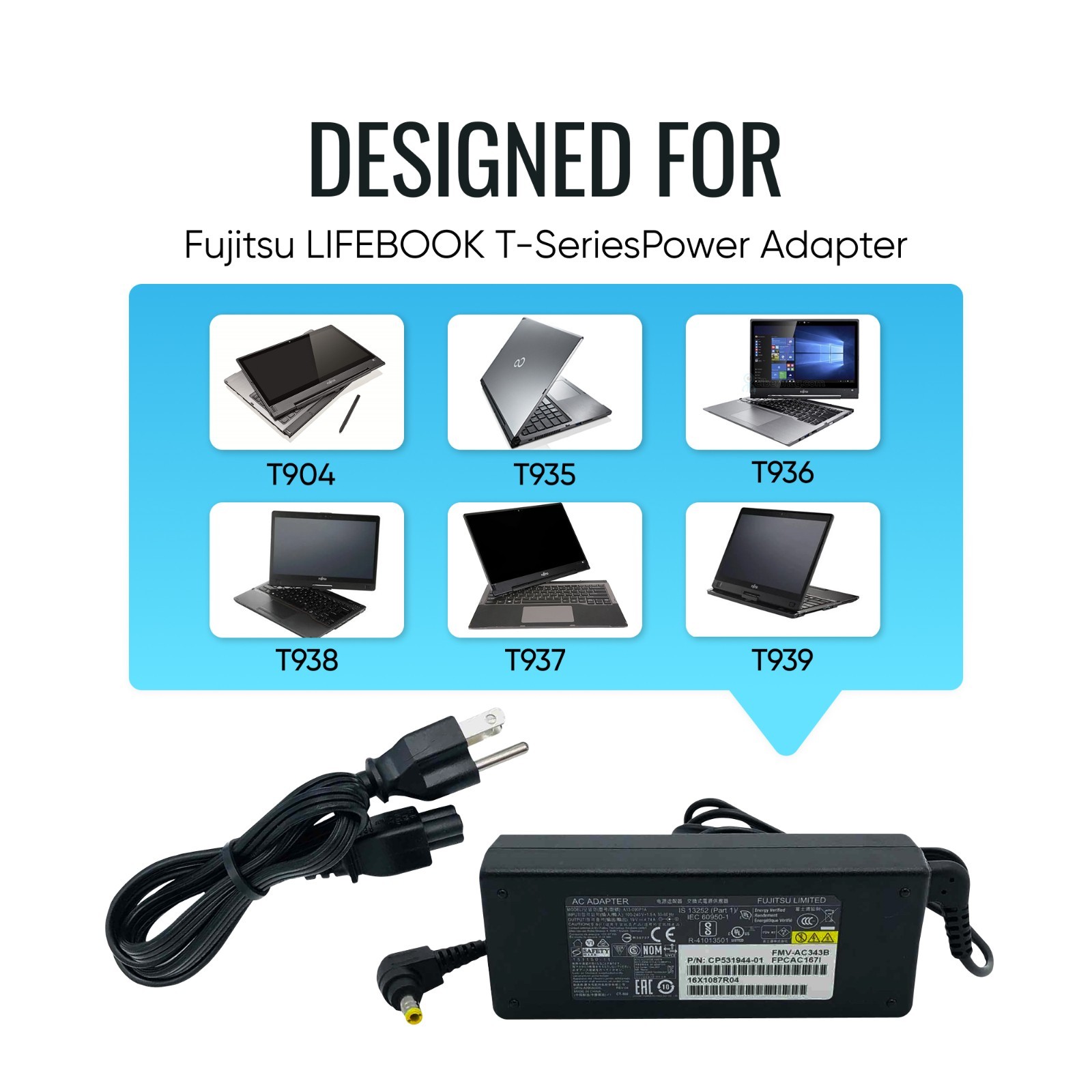 Original Fujitsu 90W AC Power Adapter for Lifebook T904 T935 T936 T937 T938