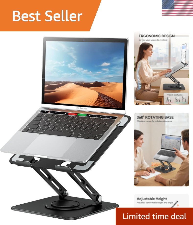 Laptop Stand for Desk, Adjustable Computer Stand Holder with 360° Rotating Ba…