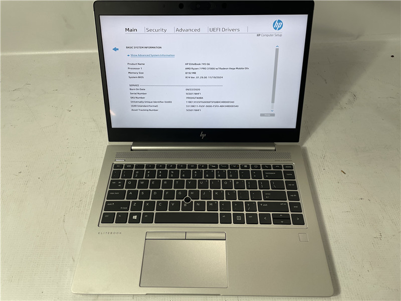 HP EliteBook 745 G6 Laptop Ryzen 7 PRO 3700U 2.3GHz 8GB No SSD Win10 COA Grade C