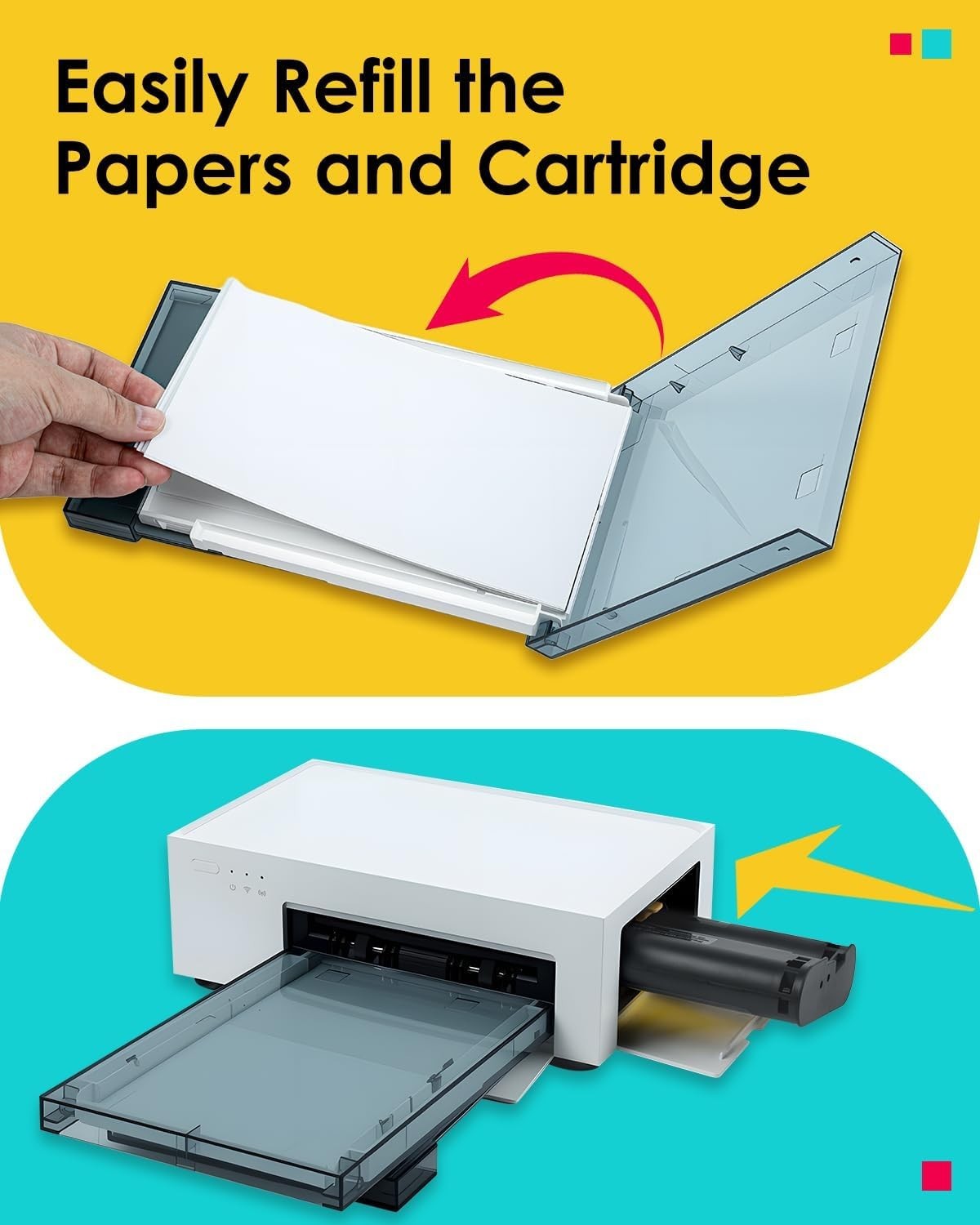 Liene 2 Ink Cartridges 6″ Paper Refill for Liene DHP512/DHP513 Printer 80 Sheets