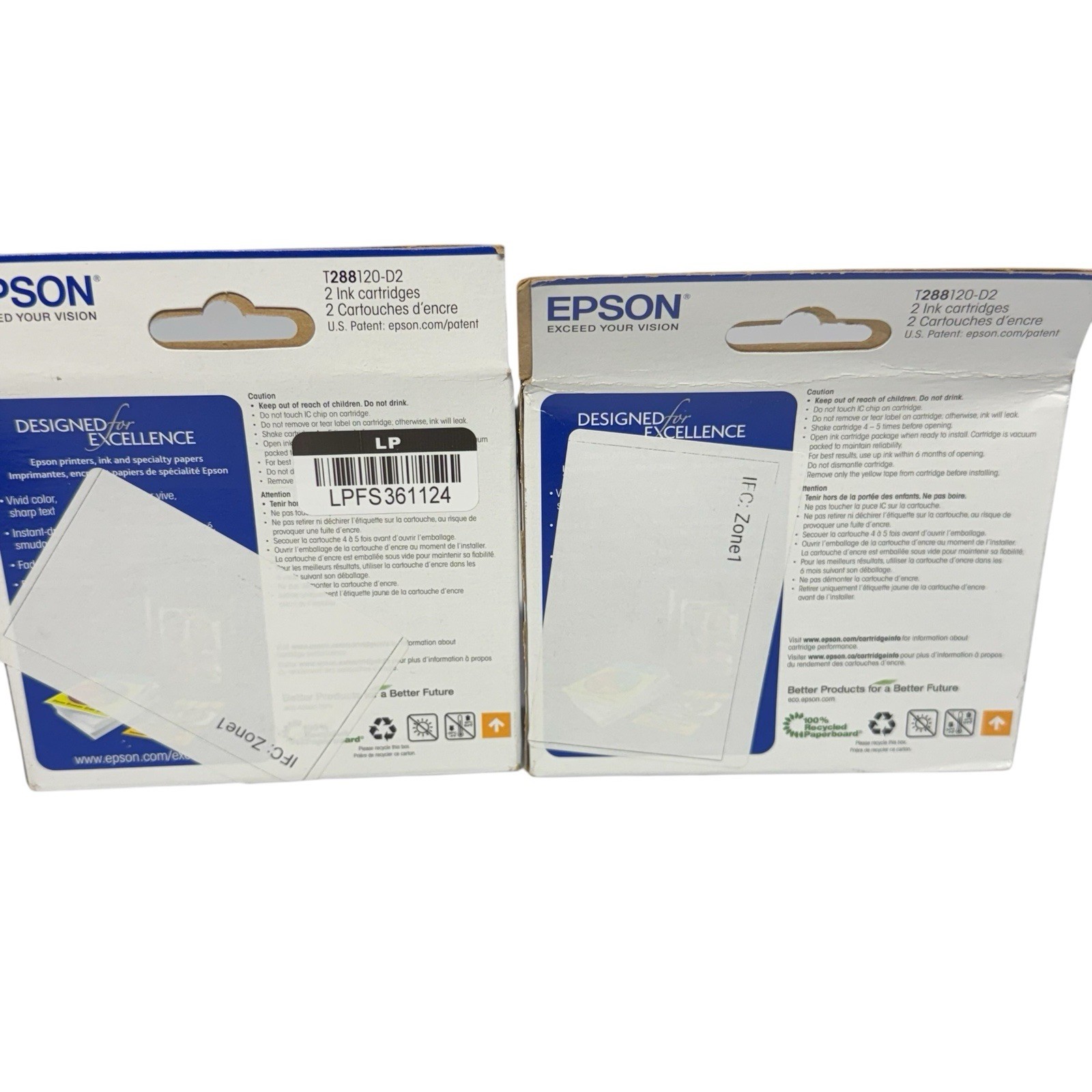 GENUINE Epson 288 Black Ink Cartridges 2-Pack (LOT OF 2) Exp. 10/2025