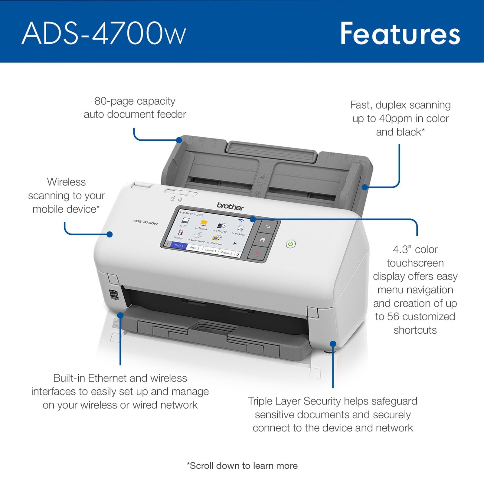 Brother Professional Desktop Scanner ADS-4700W