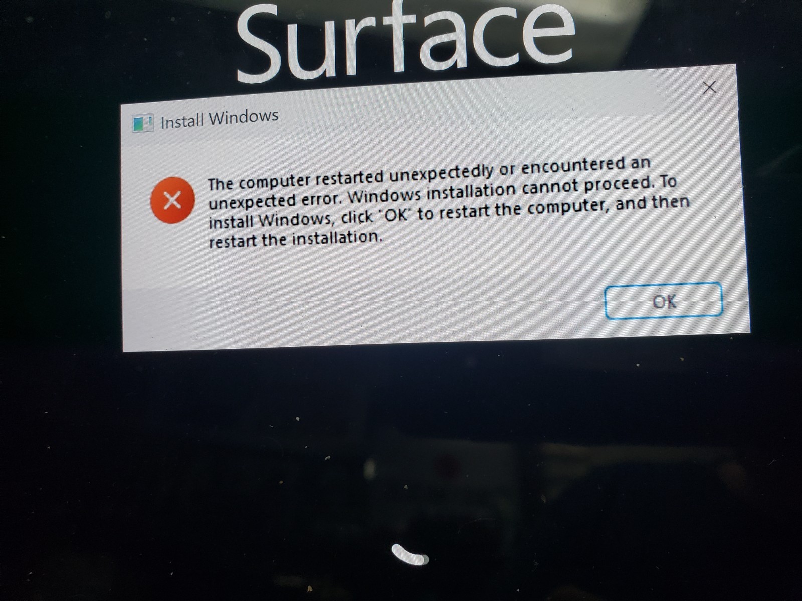Microsoft Surface Book 1703 specs unknown for parts boot issue