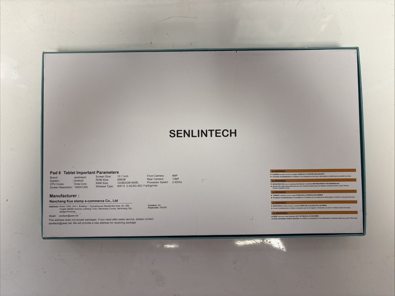 SENLINTECH Pad 6 10.1″ Android 15 Tablet 256GB WiFi 6 Octa-Core Black New