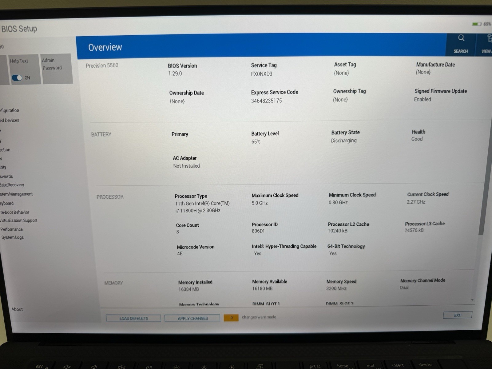 Dell Precision 5560 15.6″ Touchscreen i7-11800H 16GB 512GB NVIDIA T1200 Win11Pro