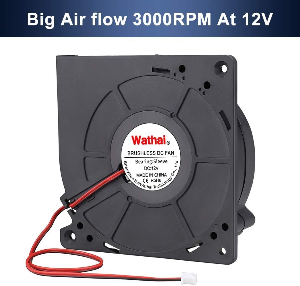 Wathai 120mm x 32mm 12V High Airflow DC Brushless Blower Fan for Radiator,…