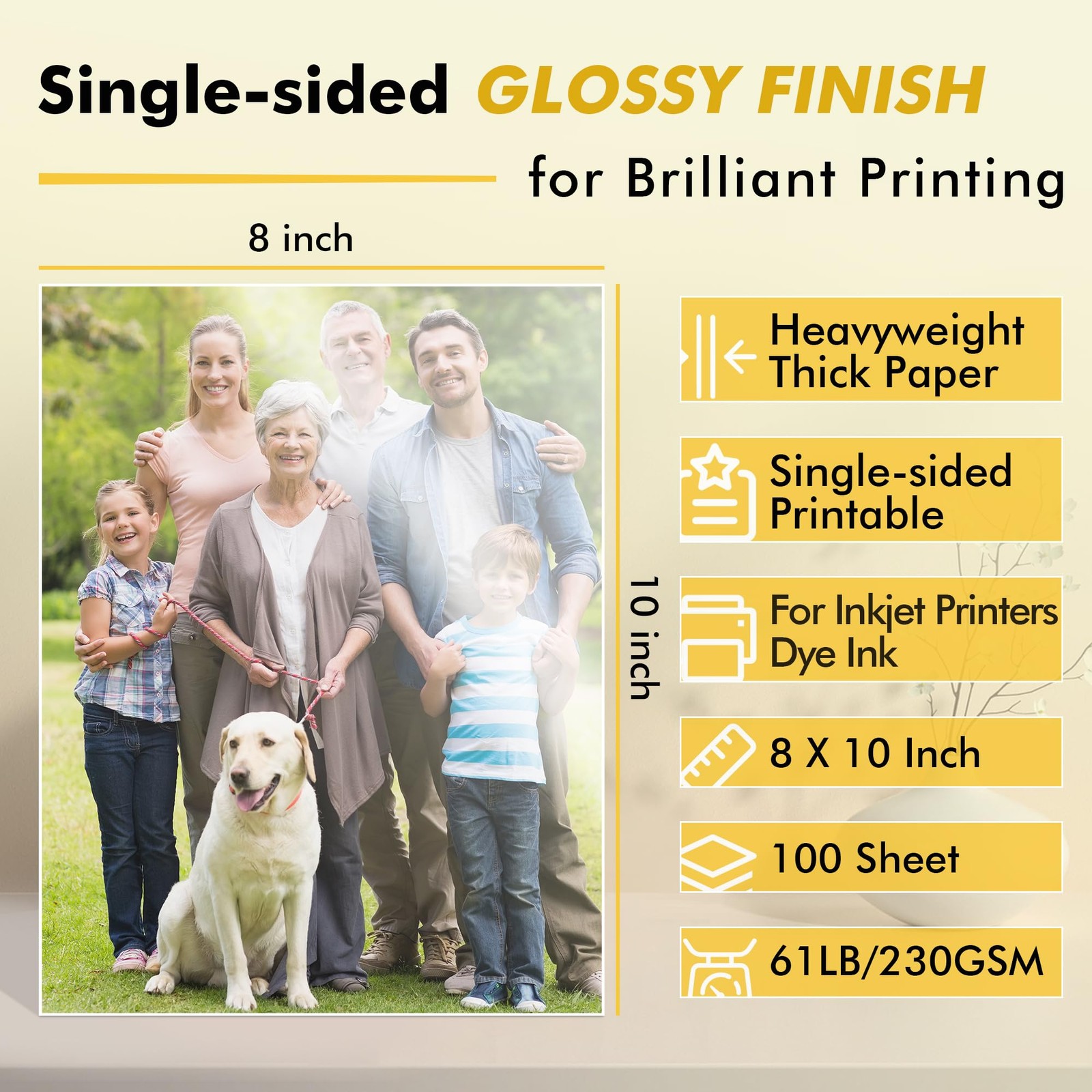 Koala Heavyweight Photo Paper High Glossy 8×10 Inch Inkjet 100 Sheets 61LB