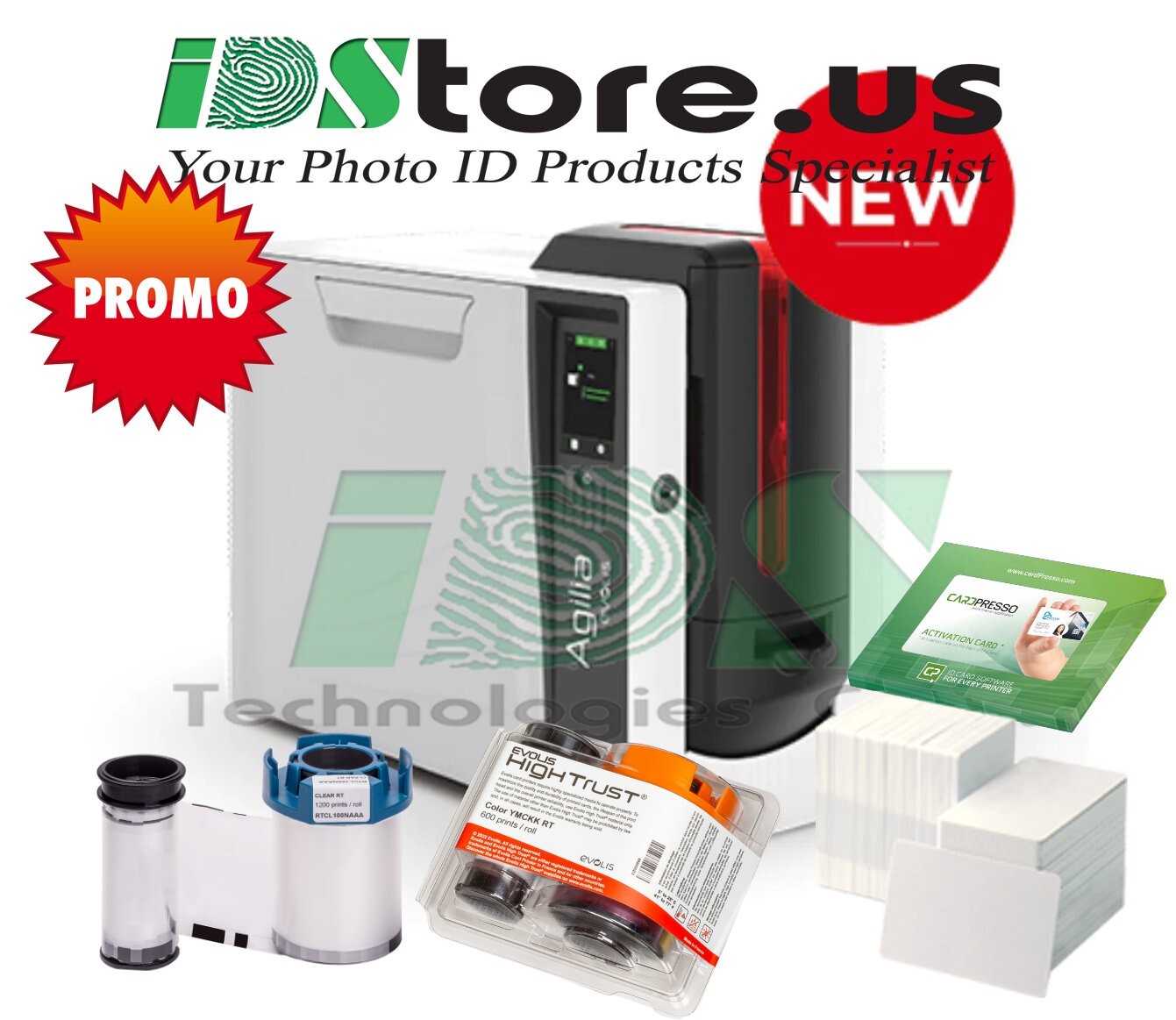 Evolis Agilia Dual Side Expert 600DPI Photo ID Card Printer System
