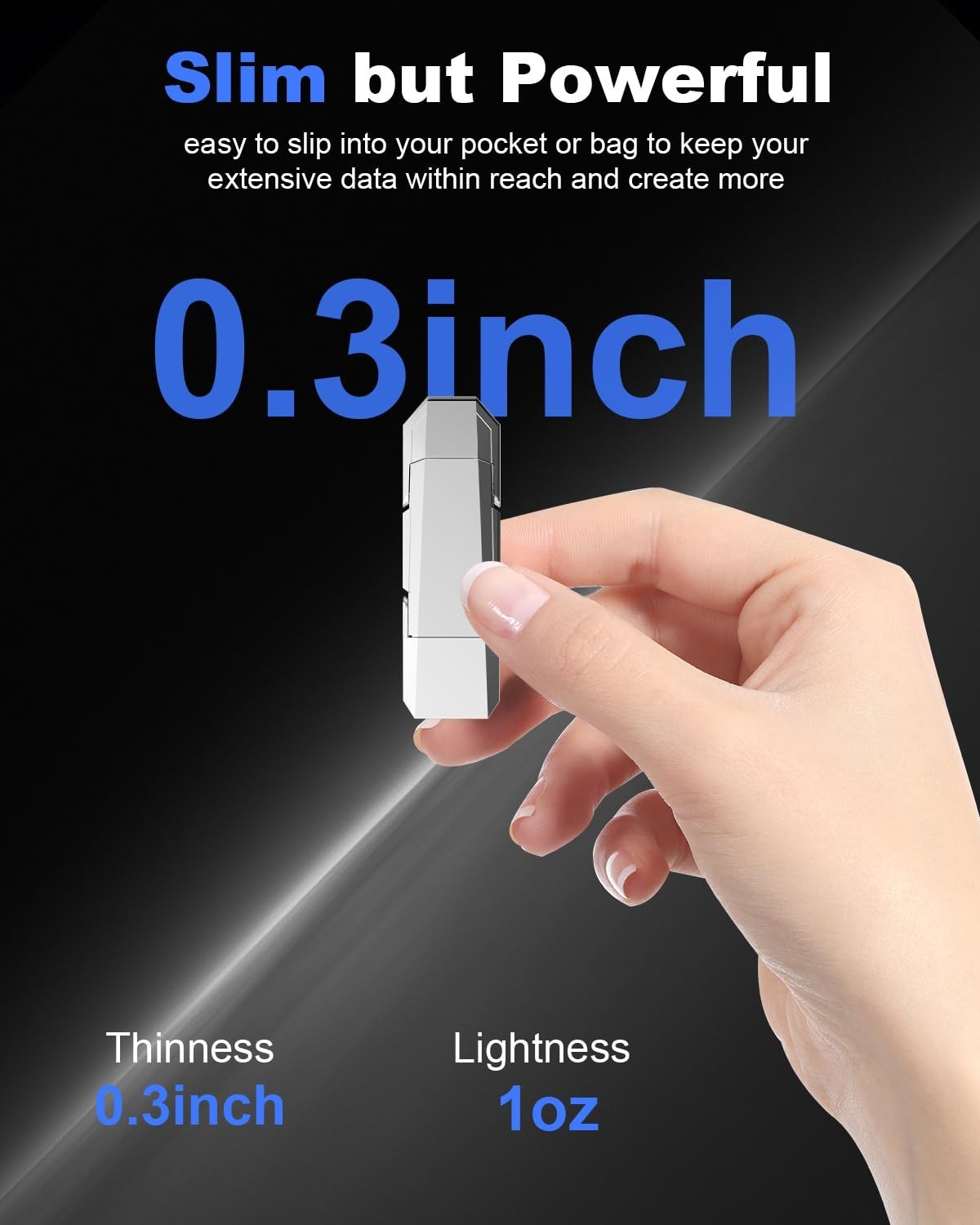 64GB Portable SSD External Drive, 450MB/s USB 3.2 Gen 2, Type C & USB A, Silver