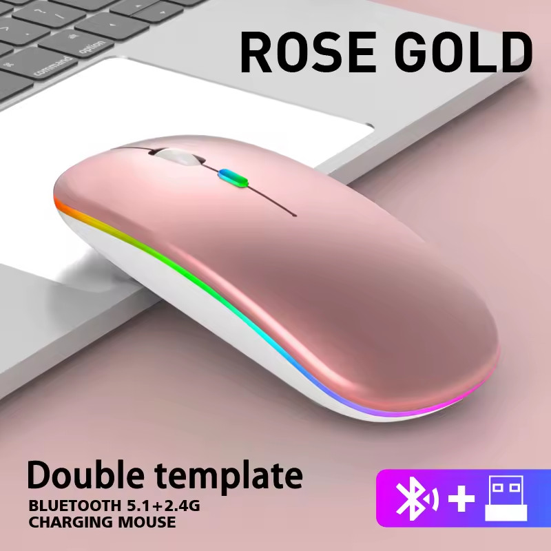 Rechargeable Wireless Mouse Bluetooth 2.4G RGB Silent Ergonomic for PC