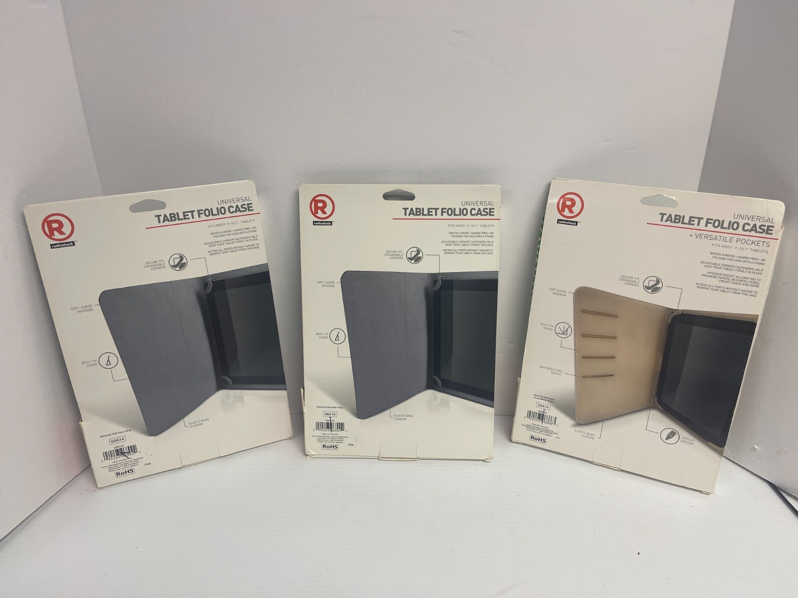 (1) Radio shack universal tablet folio case cover 9 – 10.1″ Stand – J910