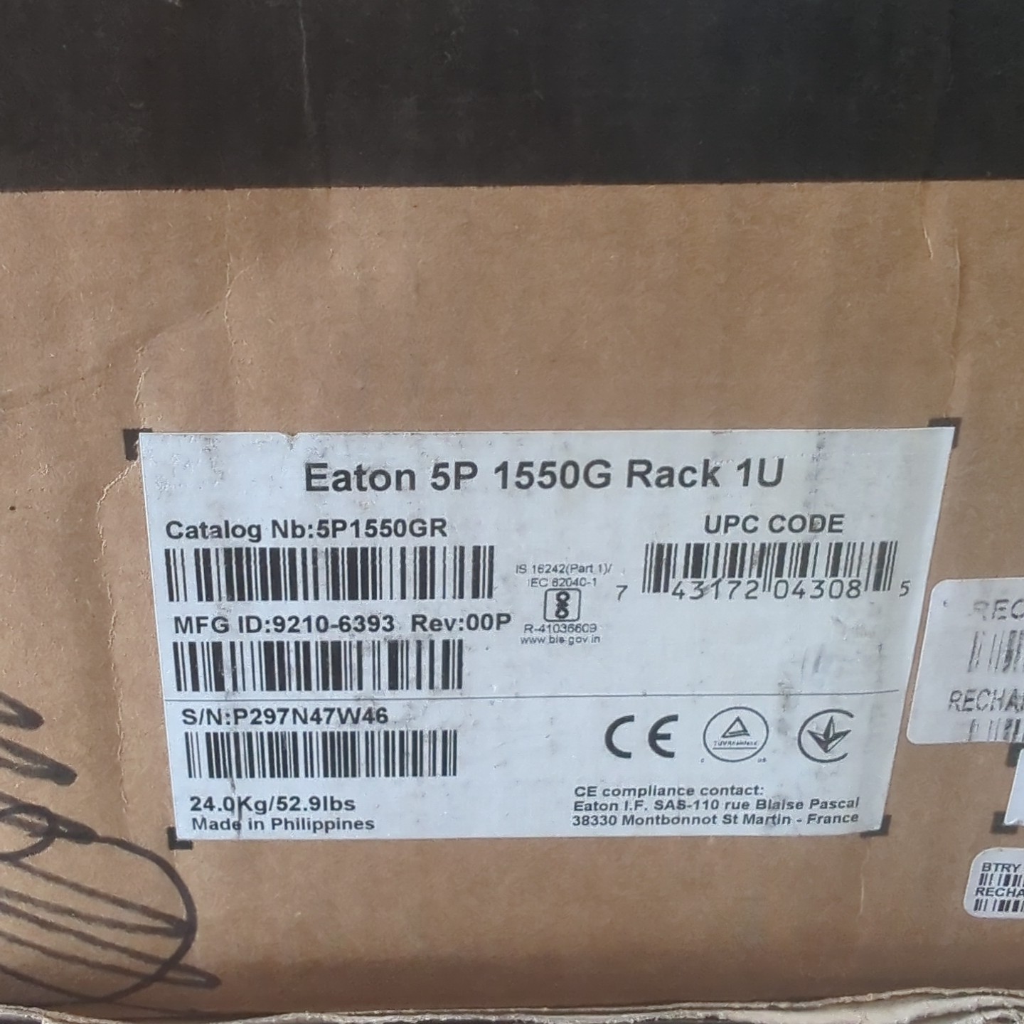 EATON 5P 1550VA 1100W 230V Line Interactive UPS w/ Rails 5P1550GR NEW 0HRS!!
