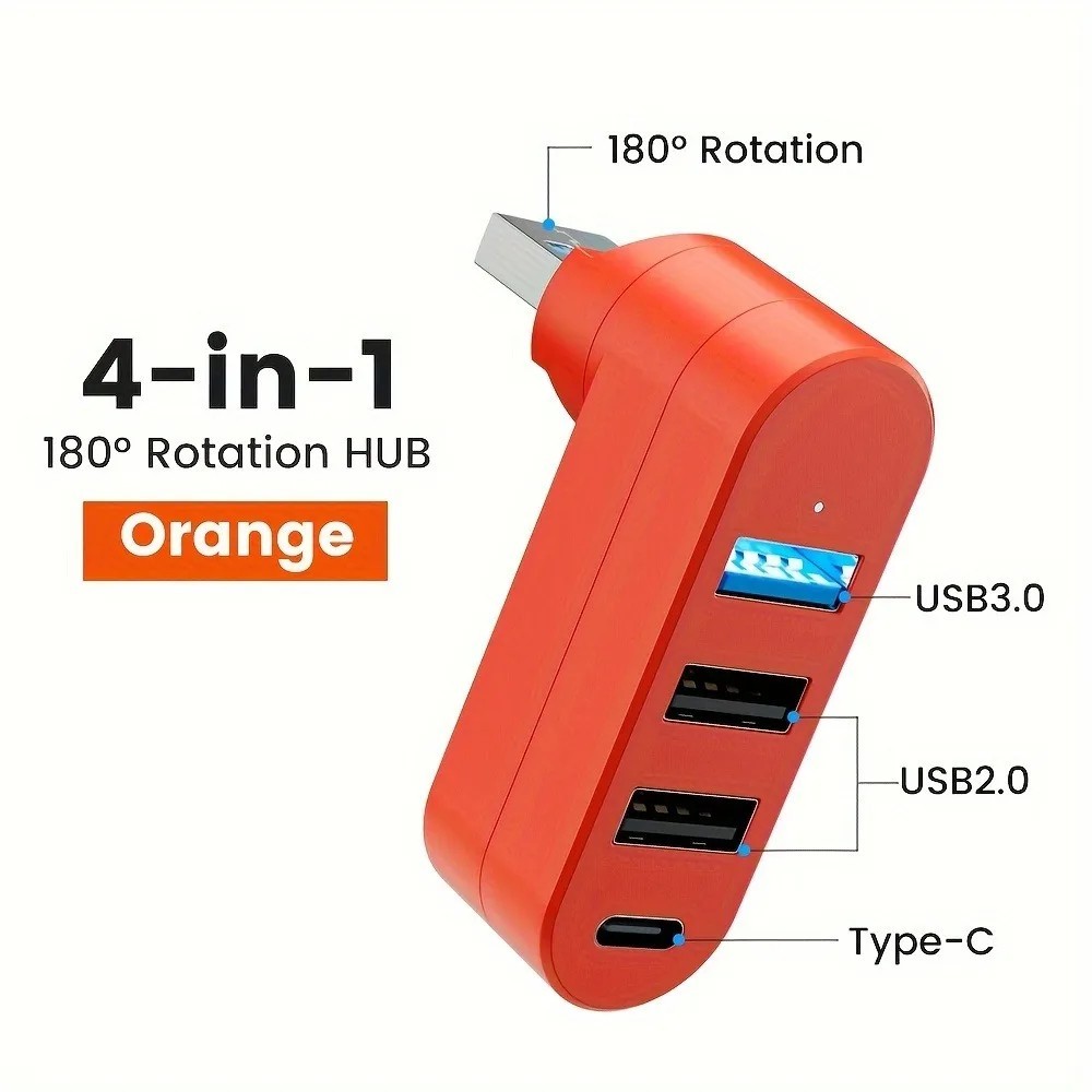 USB 3.0 Hub 3/4 Port High Speed Data Splitter Rotatable Adapter PC Laptop MacBok