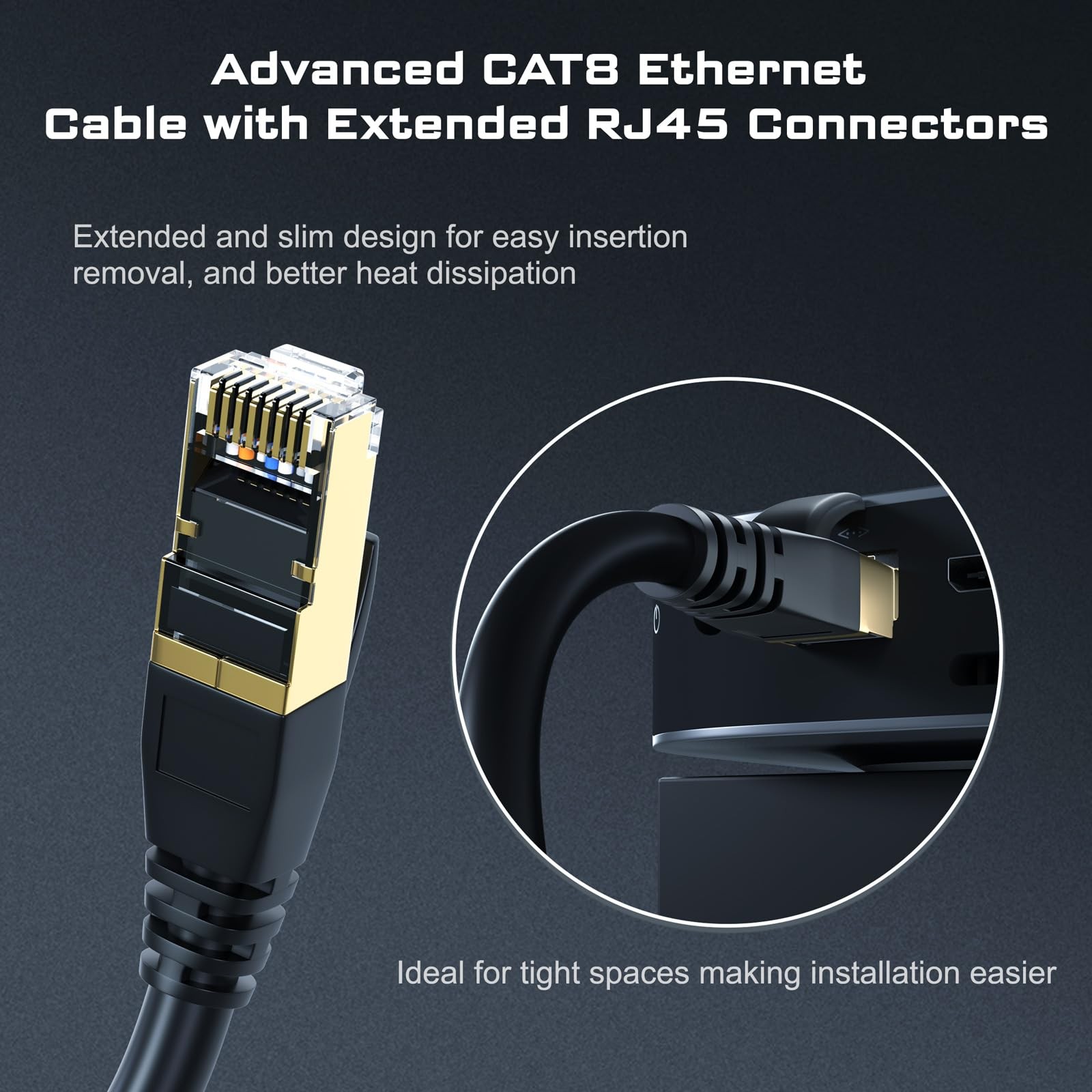 Cat 8 Ethernet Cable 40Gbps 2000MHz, 50FT Supports Cat7 Cat6 Cat5e Cat5, High…