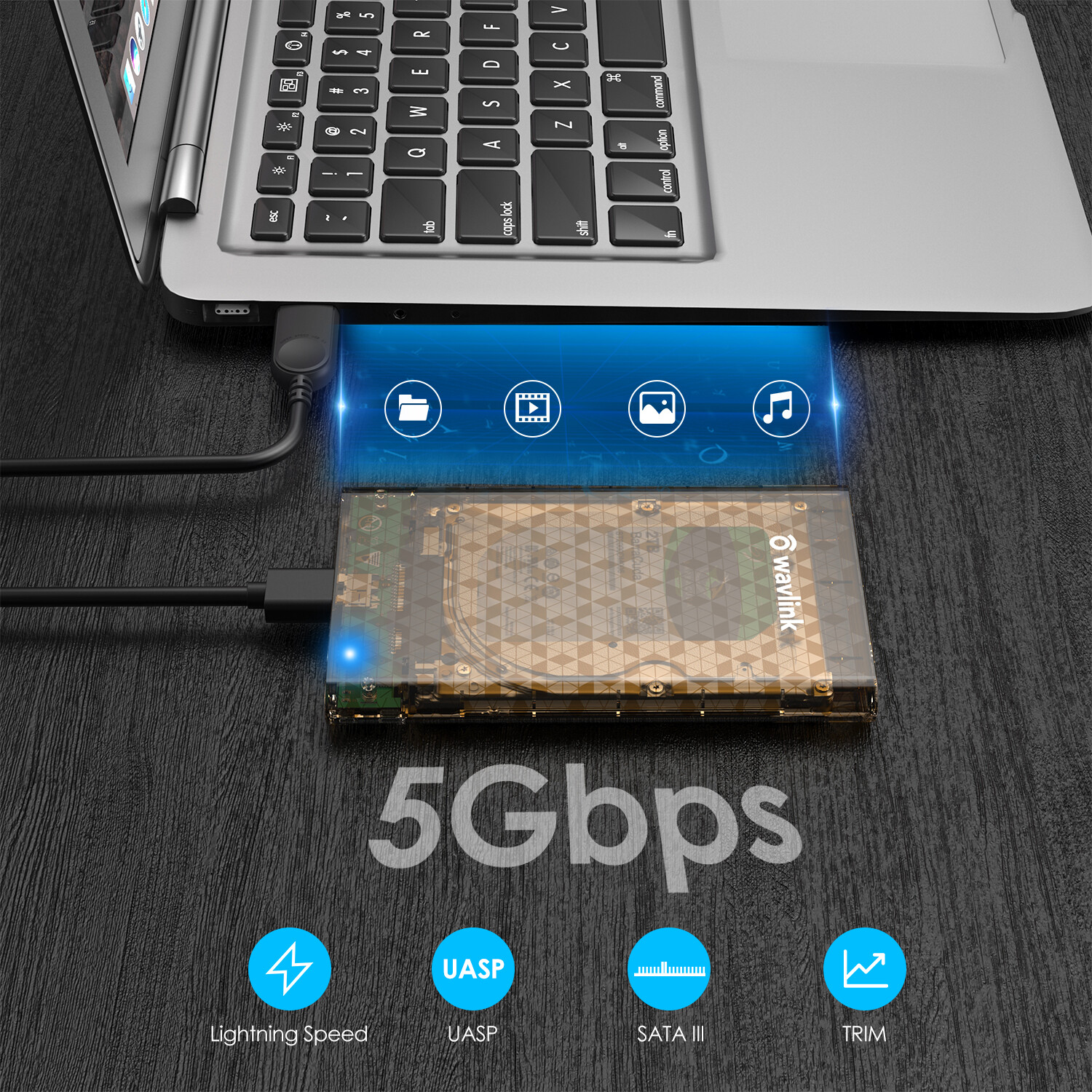 2.5″ Hard Drive External 7mm/9.5mm SATA HDD/SSD Enclosure USB 3.0 to SATA