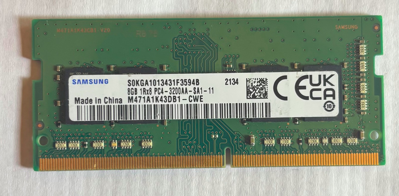 SAMSUNG 8GB PC4 3200AA-SA1-11 SODIMM RAM (M471A1K43DB1-CWE)