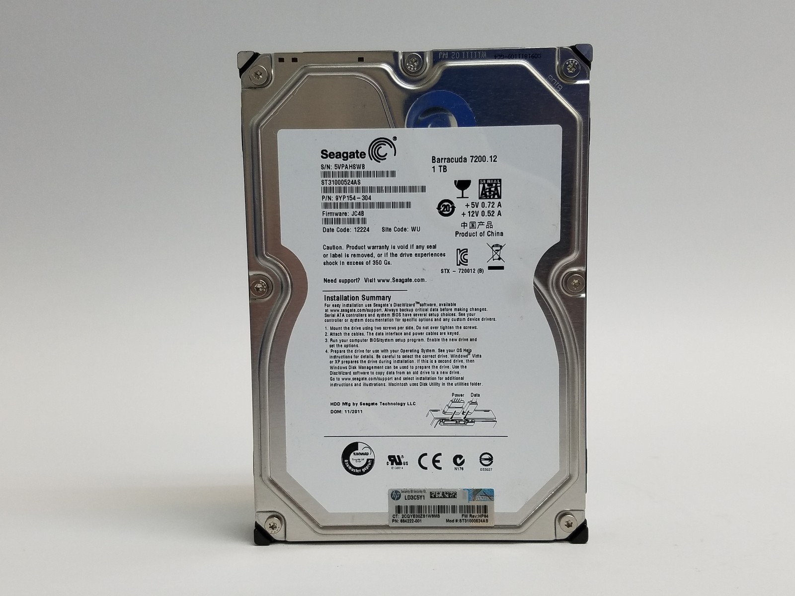 Seagate Barracuda ST31000524AS 1 TB 3.5″ SATA III Desktop Hard Drive