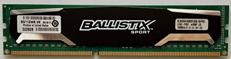 Ballistix Sport 4GB  RAM PC3-12800 DDR3-1600 SDRAM BLS4G3D1609DS1S00