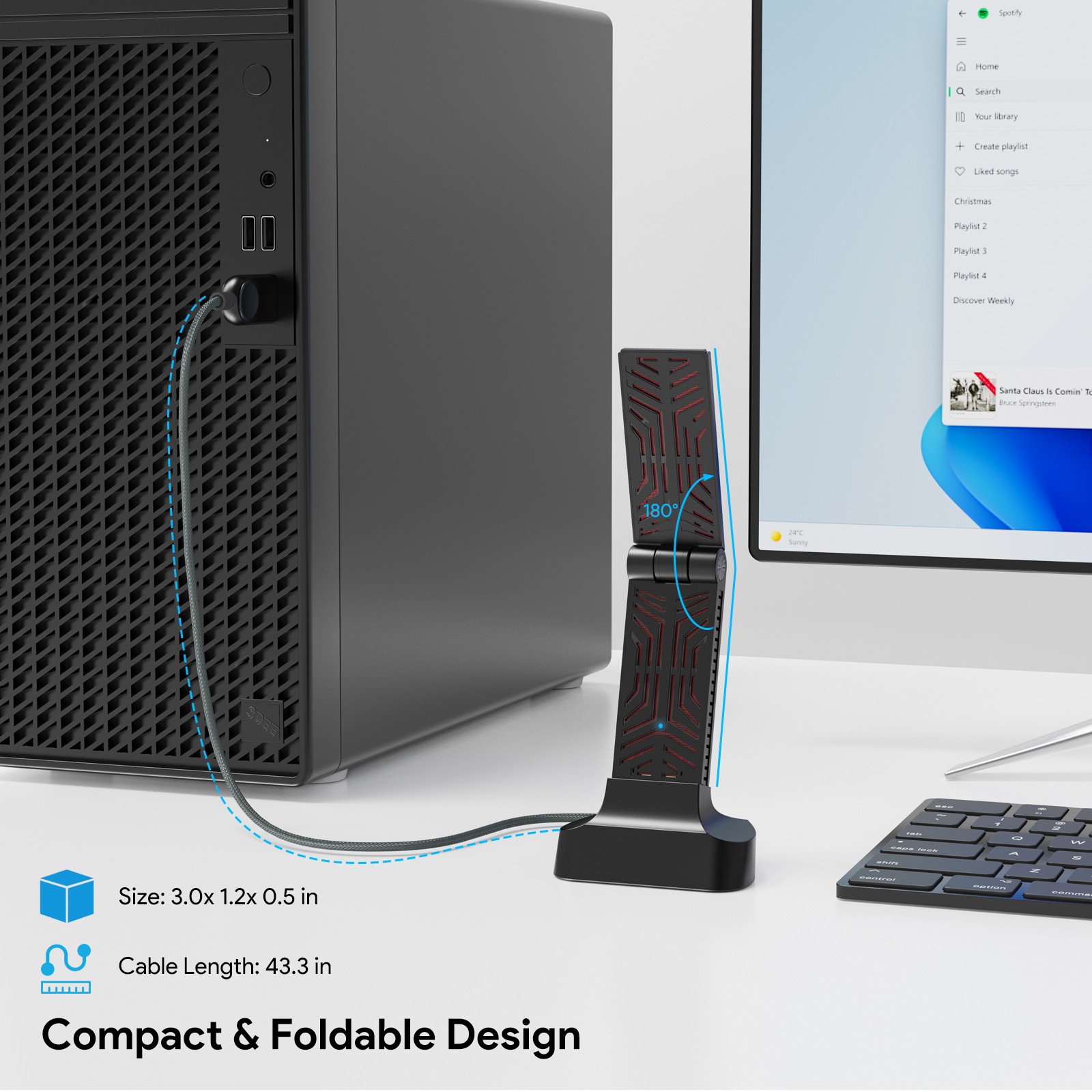 Wi-Fi 7 BE6500 Tri-Band USB 3.0 Wireless Adapter for Desktop PC Up to 6452Mbps