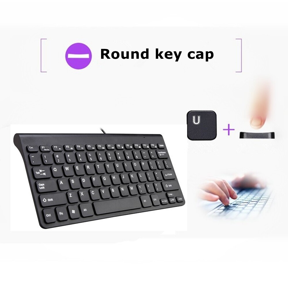 78 Keys Small Waterproof Wired USB Keyboard for PC Desktop Laptop Computer White