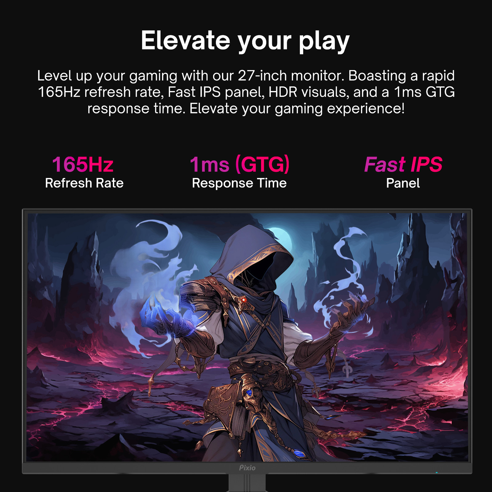 Pixio PX273 Prime 27 in 165Hz 1080p FHD 1ms GTG Fast IPS Gaming Monitor