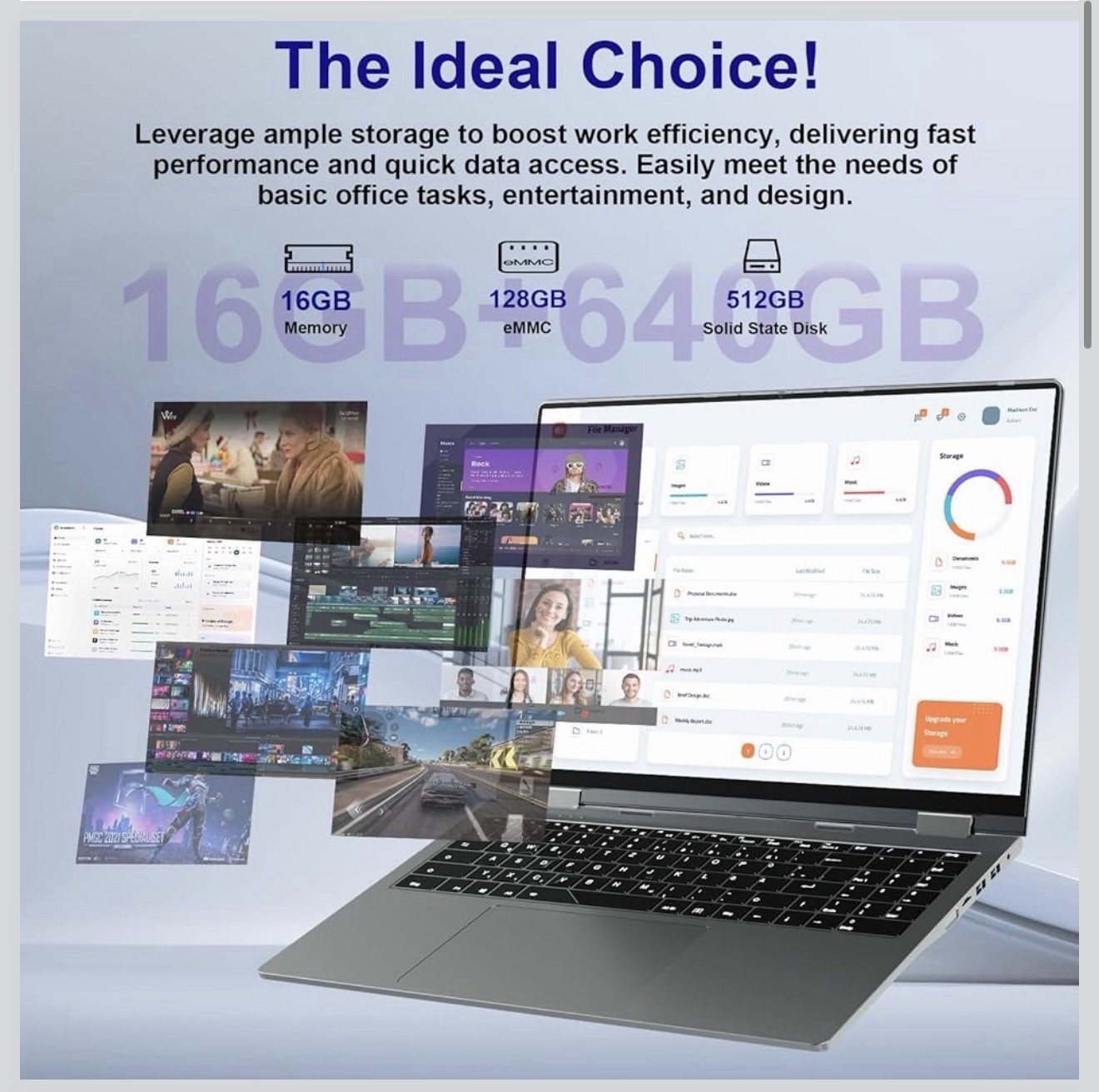 16 inch Convertible Laptop, N95 Quad Core 16GB DDR5 RAM 640GB Storage, Wifi6