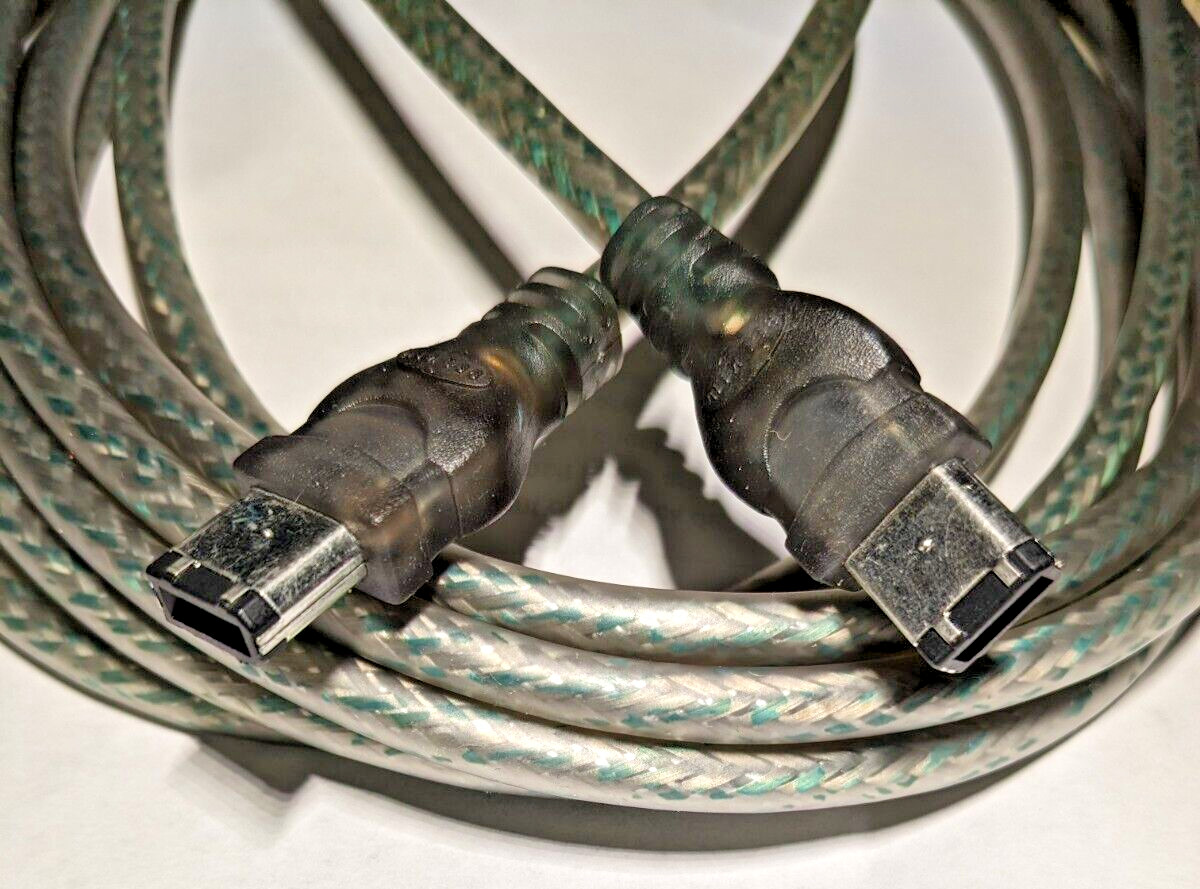 Fire wire 400 IEEE 1394, 6 to 6 Pin iLink 15 Ft cable silver breaded clear