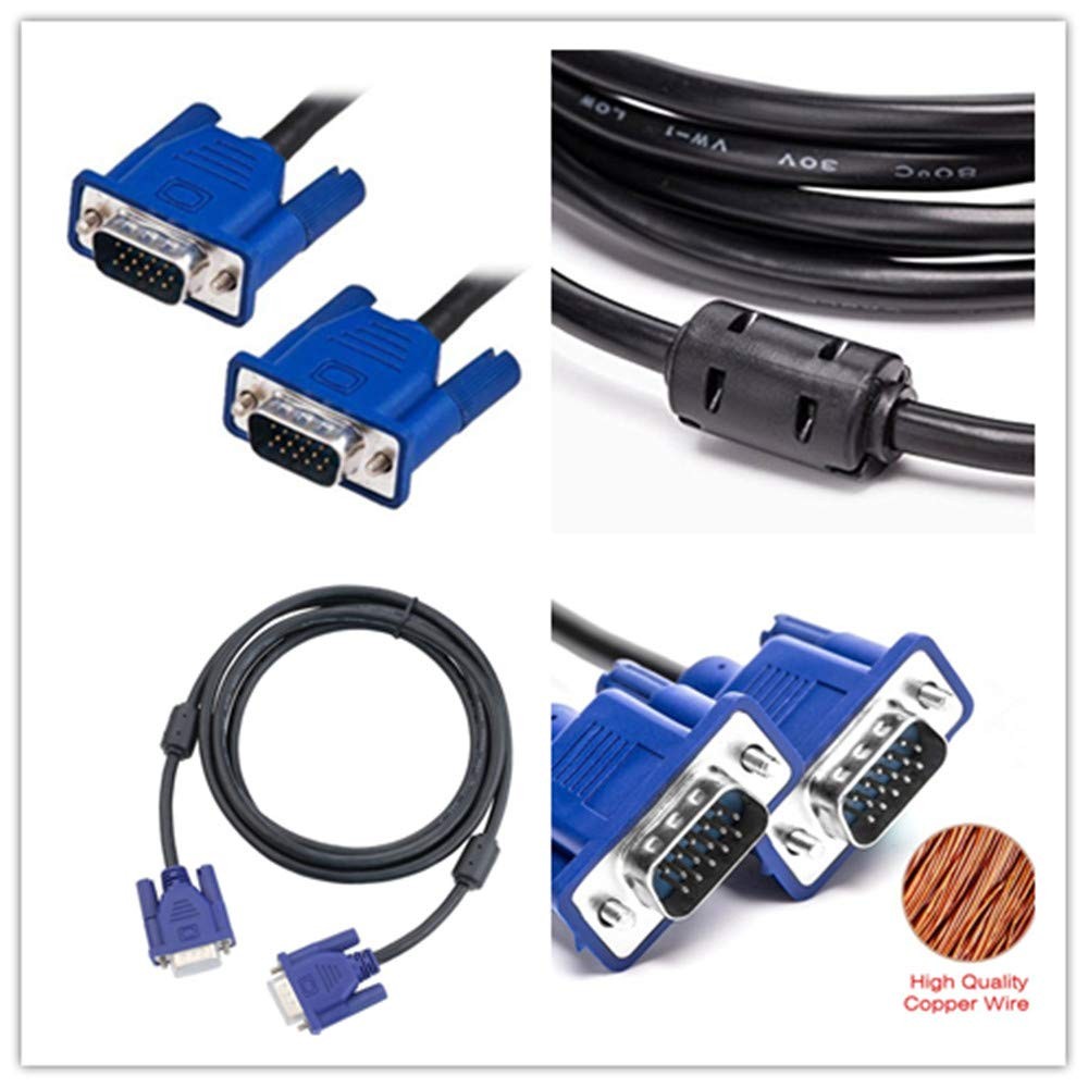 HD15 15Pin Gold Plated DB15 VGA Male to Male Monitor Cable to TV Computer Mon…
