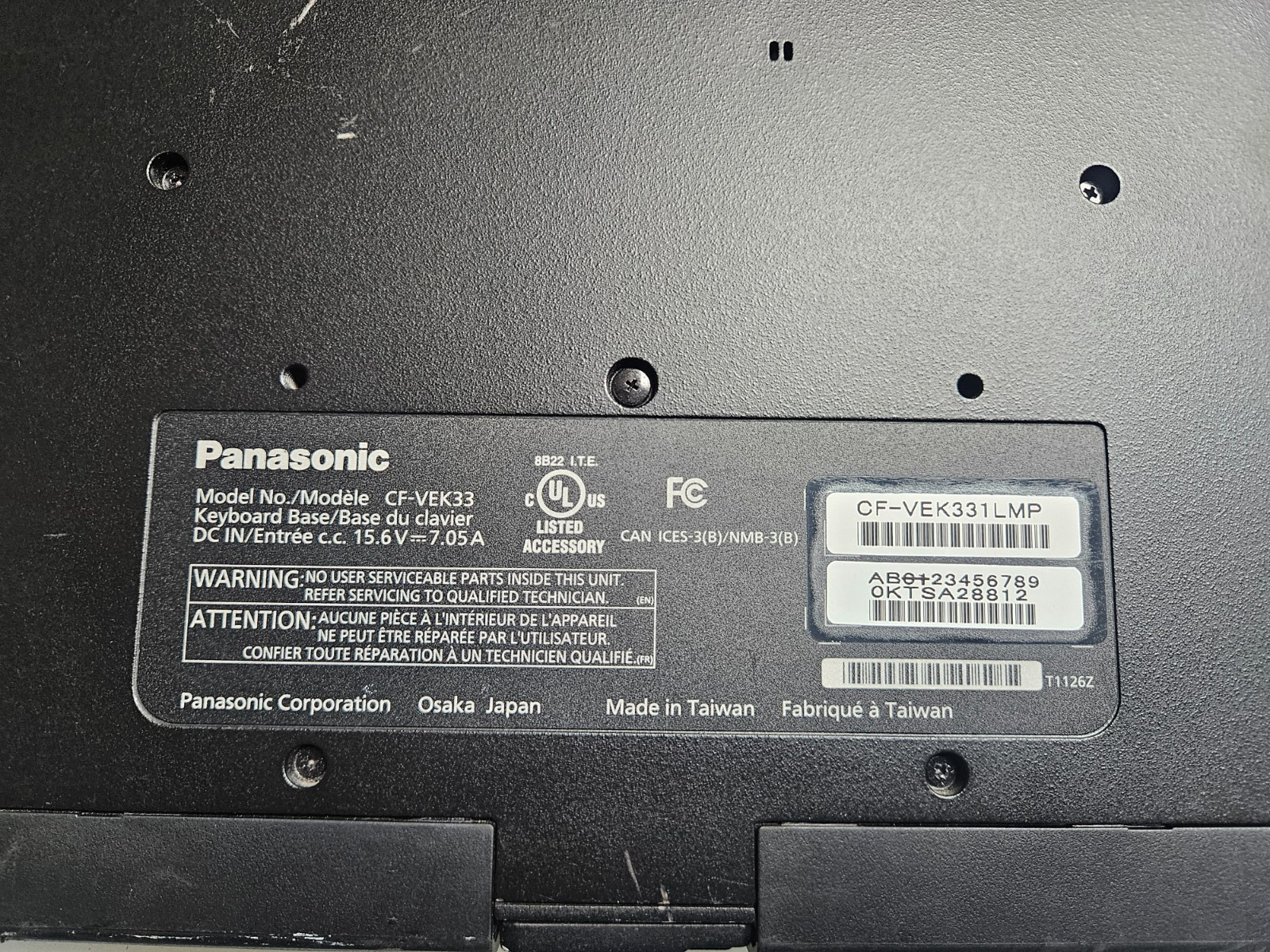 PANASONIC TOUGHBOOK CF-VEK33 KEYBOARD and DOCK for CF-33 – Tested Good