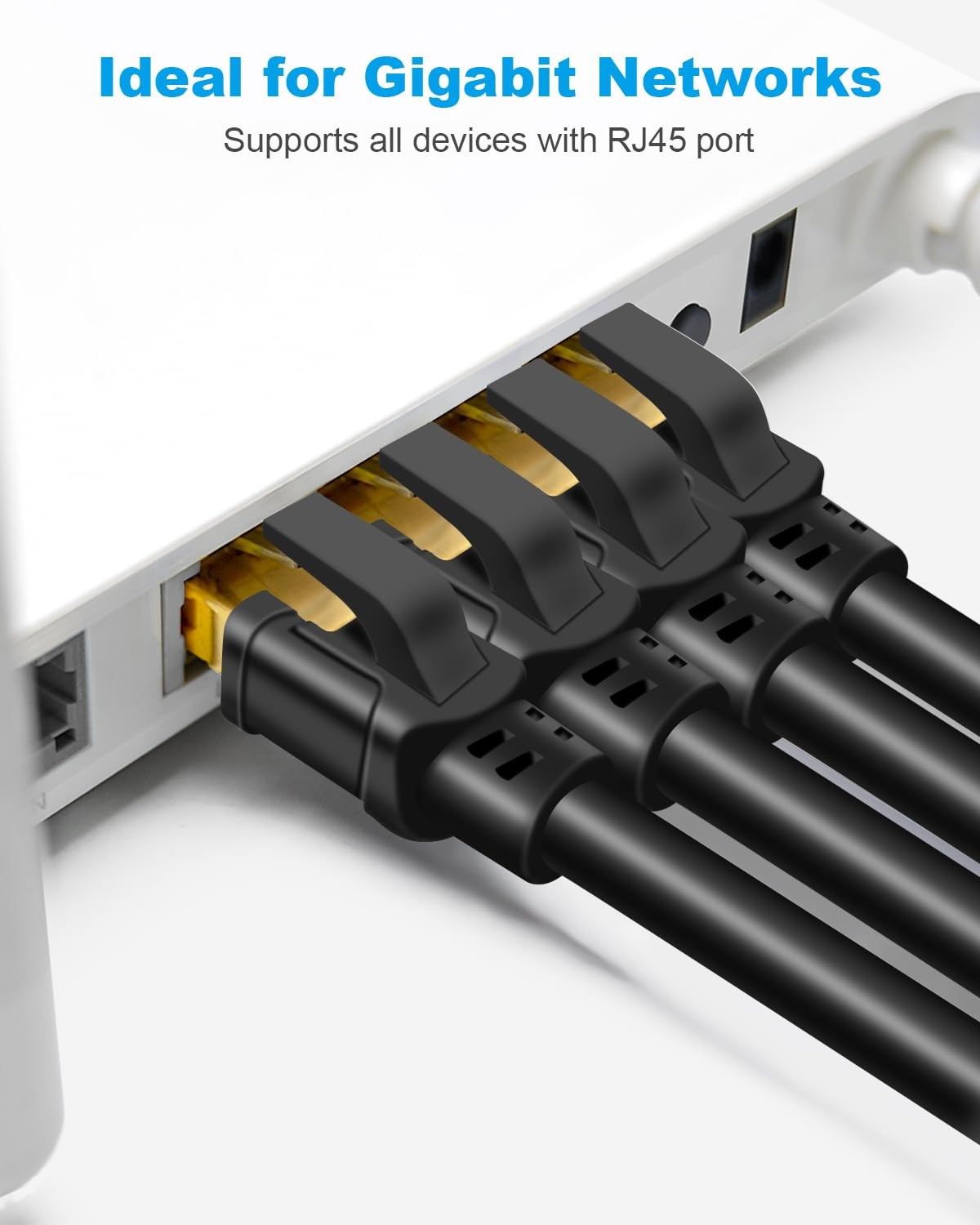 2 PCS CAT 8 Ethernet Cable 1.5 Ft Black High Speed 40Gbps 2000MHz LAN F/FTP