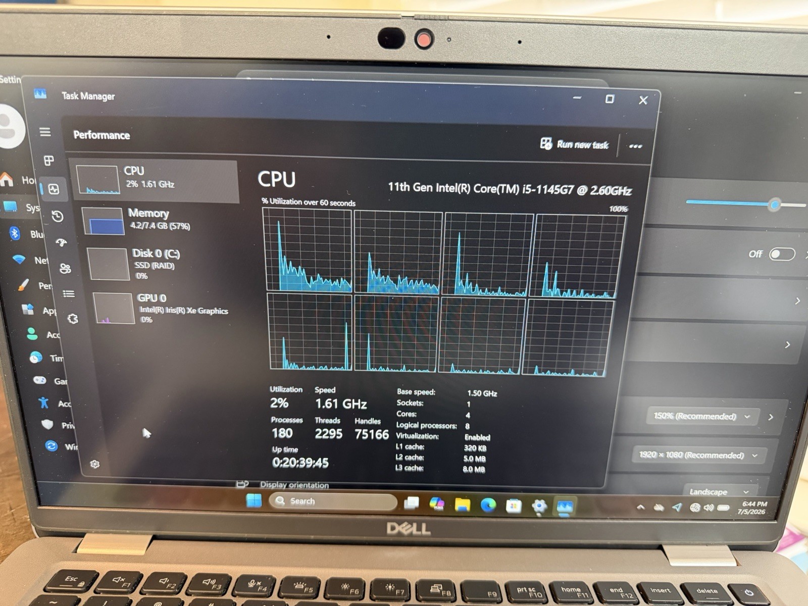 DELL LATITUDE 5420 INTEL CORE I5-1145G7 8GB RAM 256GB NVME 14 IN WIN11