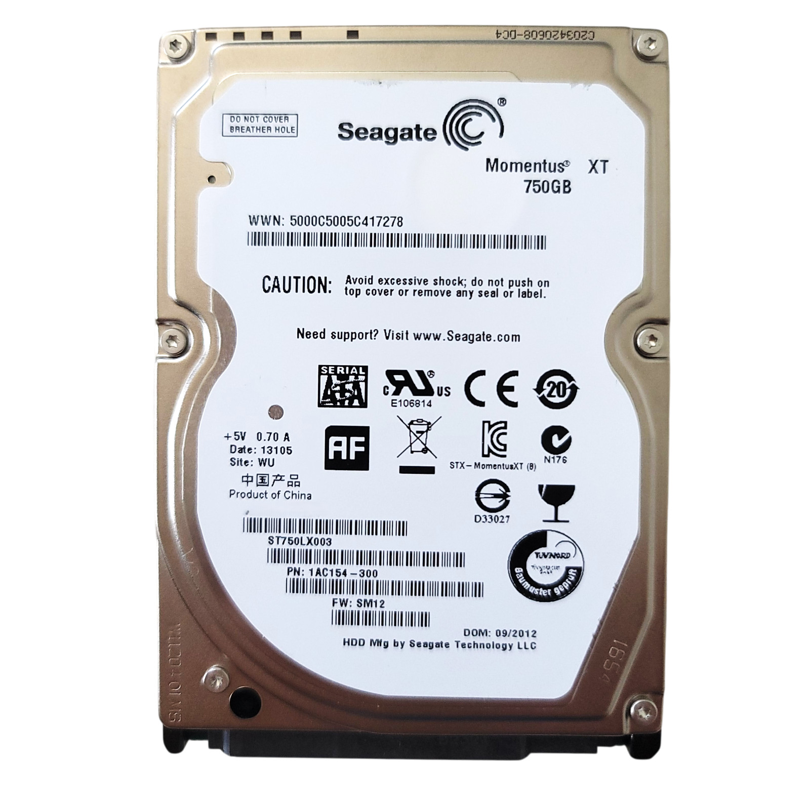 Seagate Momentus XT 750GB 2.5″ SATA III Hybrid Drive SSHD ST750LX003 100% Health