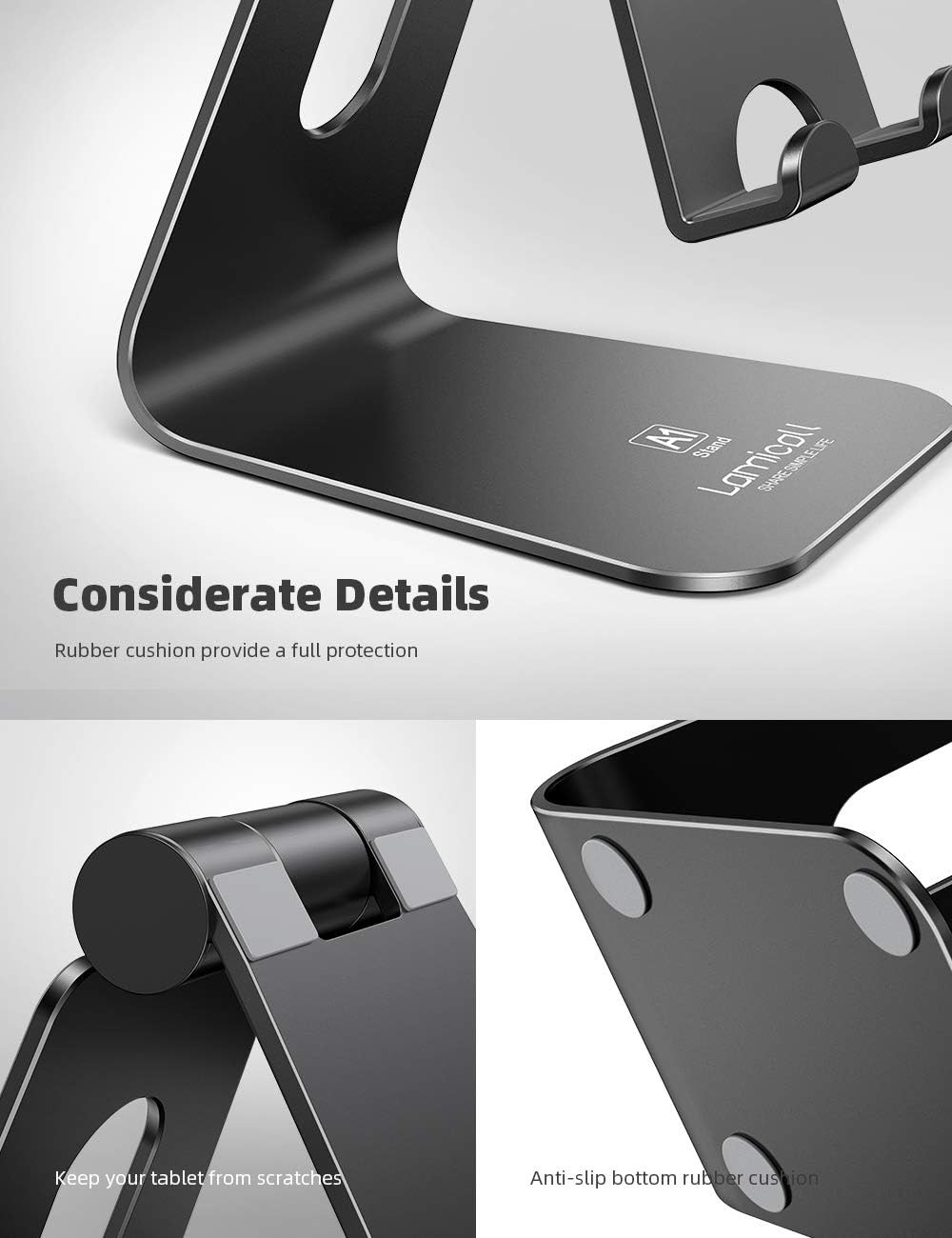 Lamicall Tablet Stand, Tablet Holder for Desk – Multi-Angle Adjustable Tablet De