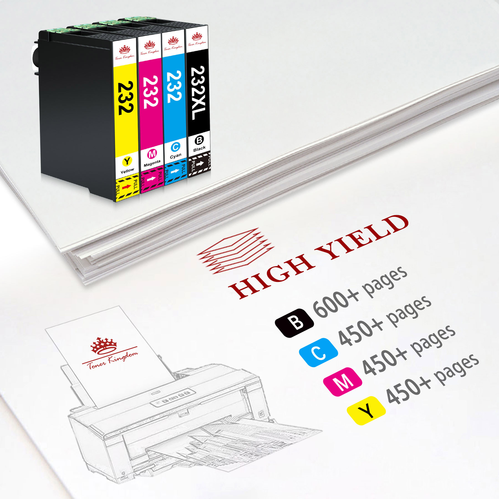 4PK 232 XL T232 Ink Cartridges for Epson 232 XP-4200 XP-4205 WF-2930 WF-2950