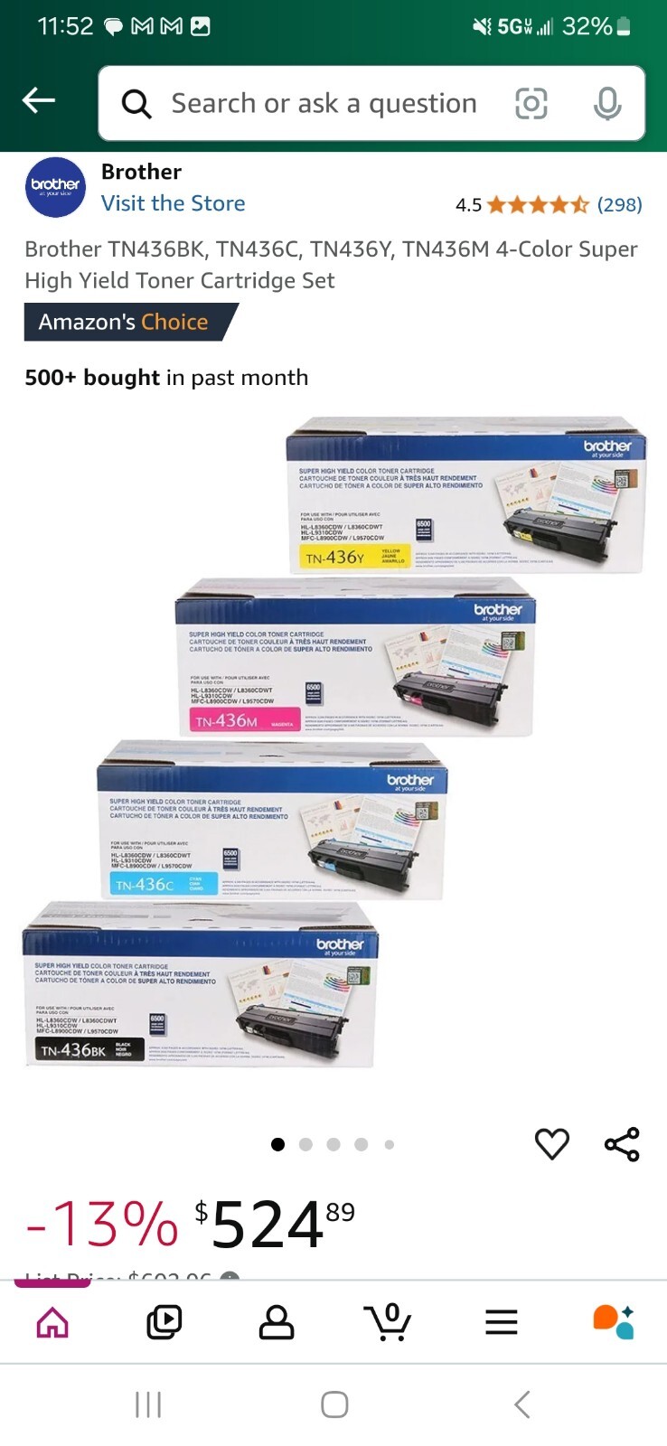 Brother 4-Color Super High Yield Toner Cartridge Set
