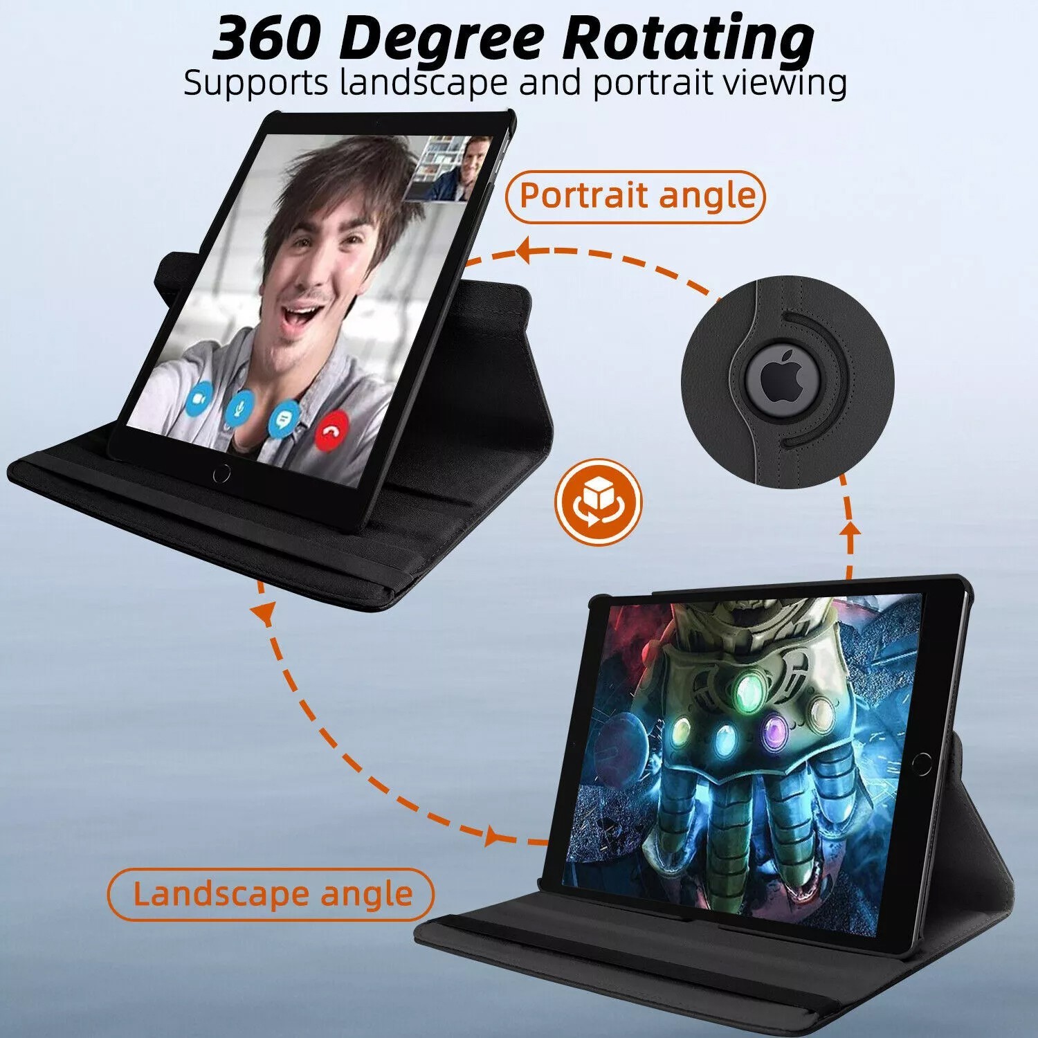 For Apple iPad 7th 8th 9th 10.2″ Case 360 Degrees Rotating PU Leather Cover