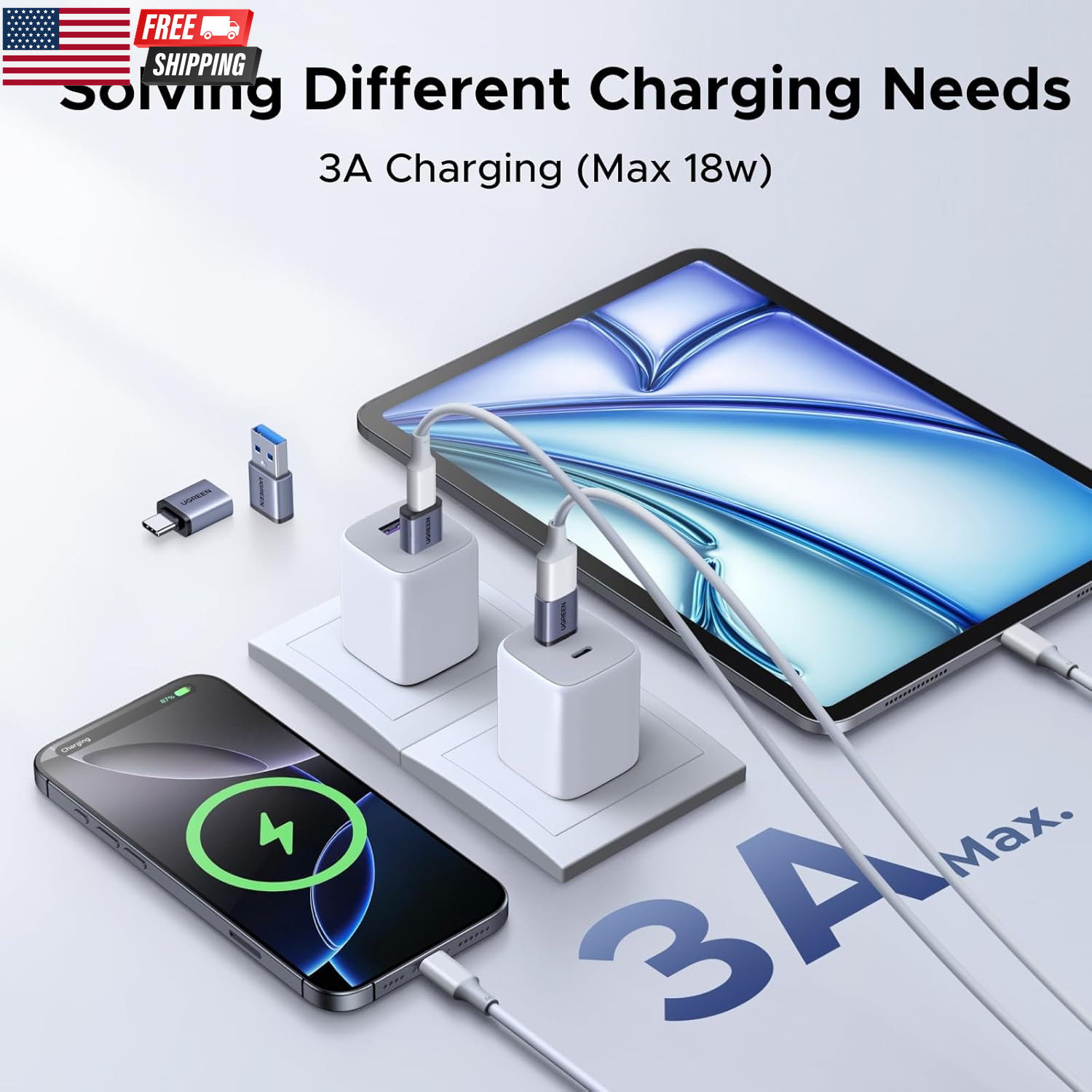 USB to USB C Adapter & USB C to USB Adapter Combo 4-Pack, 10Gbps Type C USBC Ada