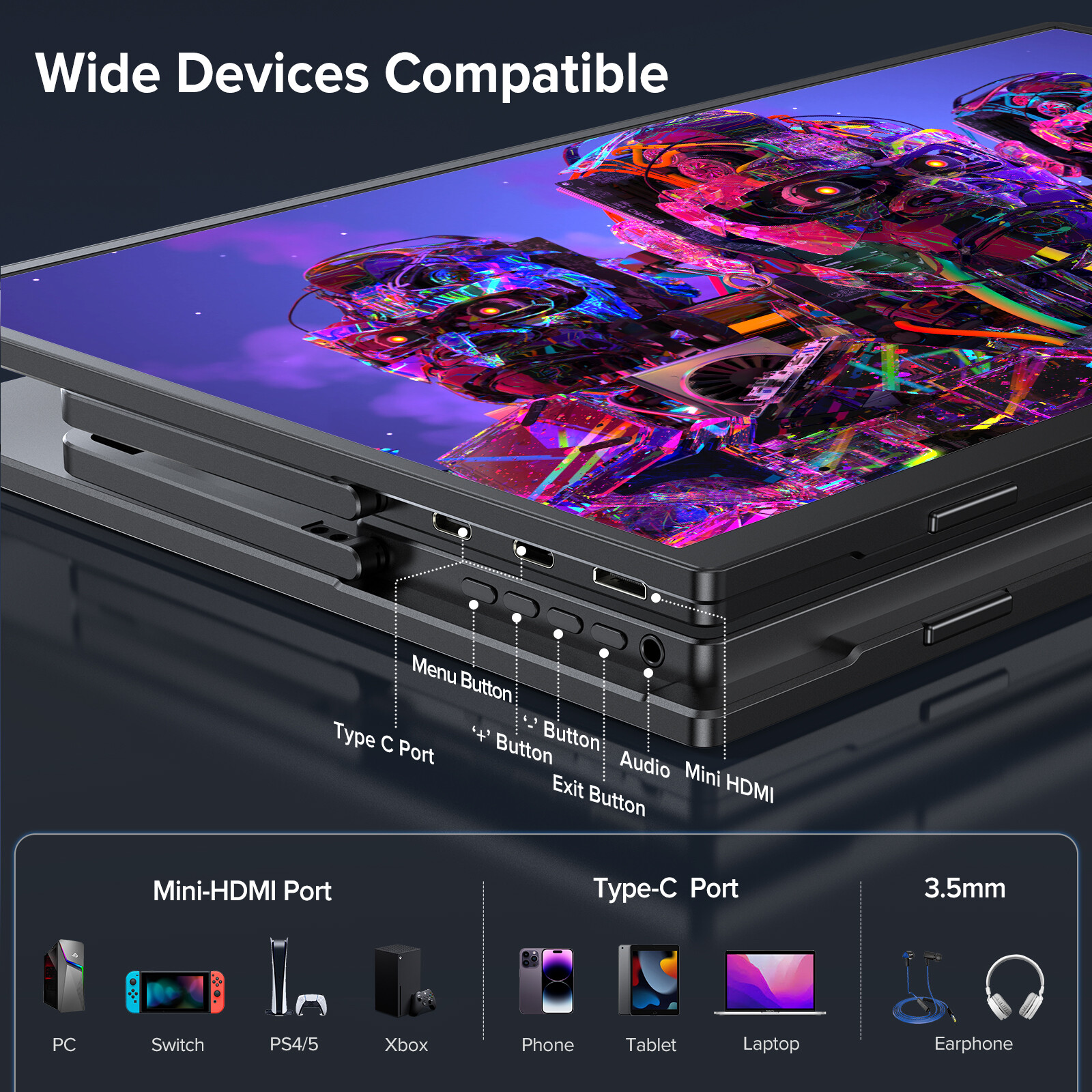 2K 144Hz Tragbarer Monitor, UPERFECT 17.3″ Portable Display 2560*1440 QHD DHR US