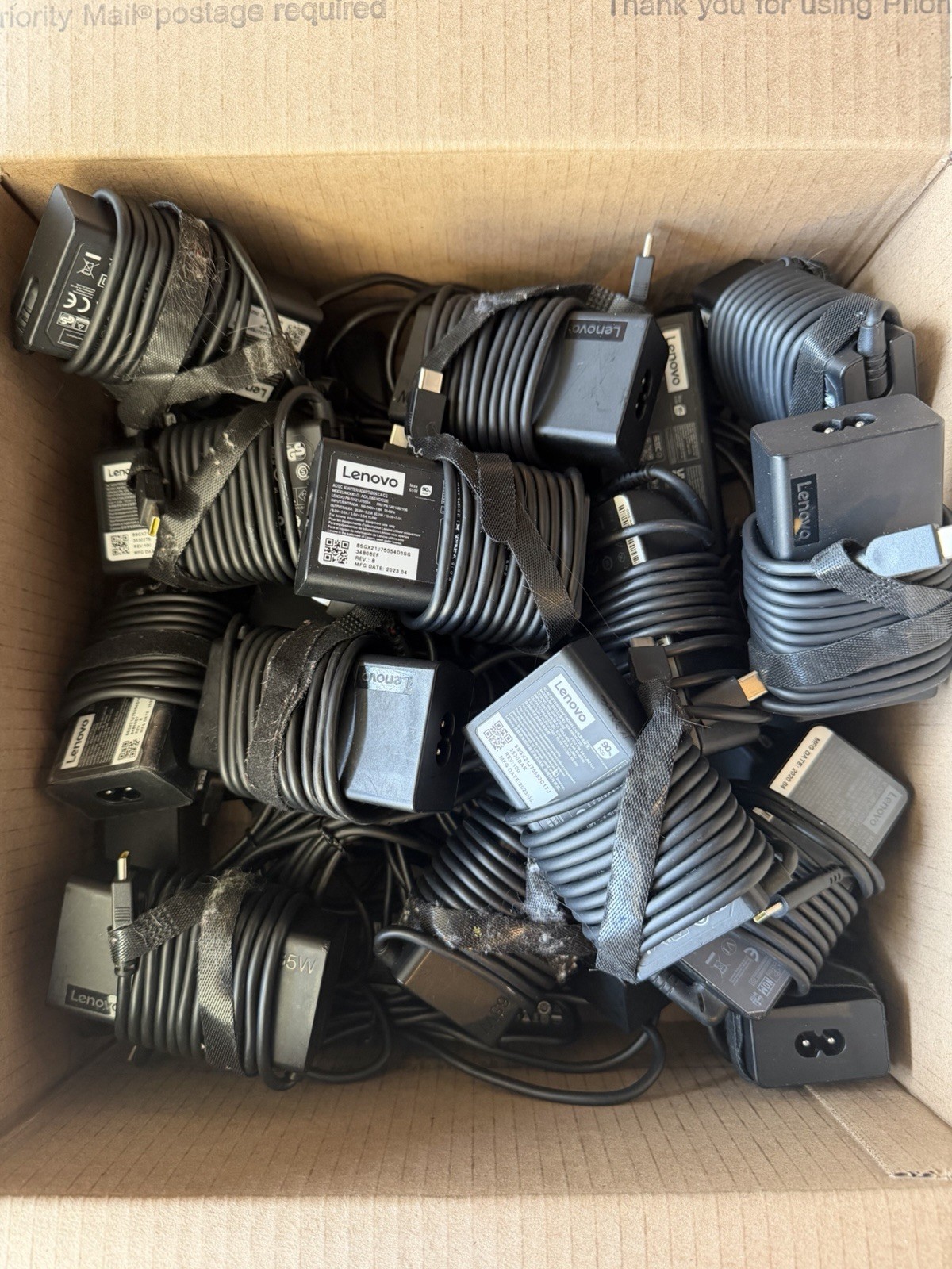 Genuine Lenovo OEM 65W USB-C Type C AC Adapter Laptop Charger – Tested Lot of 25