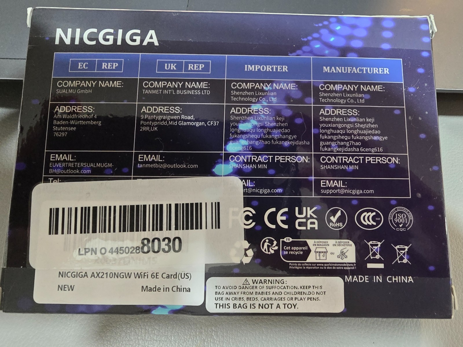 WiFi 6E Wireless Card Intel AX210 NGW Bluetooth 5.3 Tri-Band 5400Mbps Network…