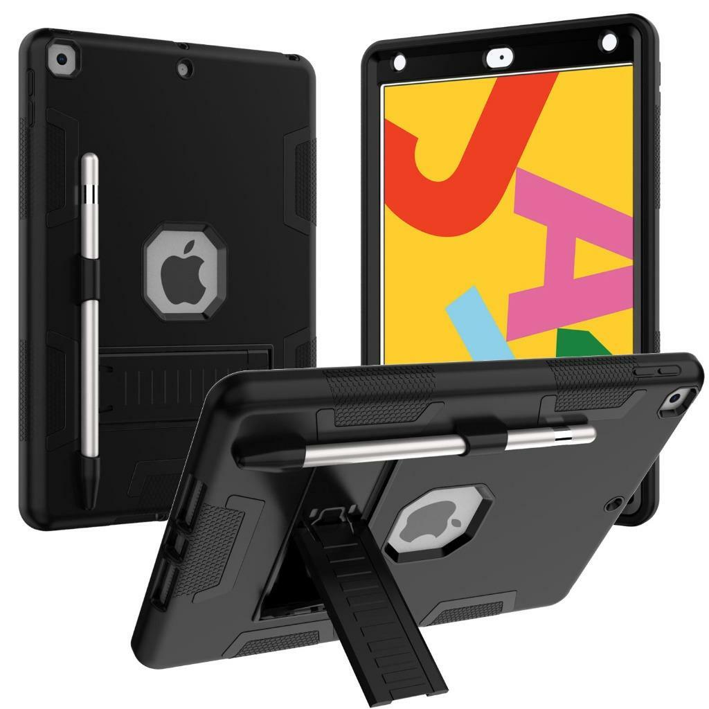 Military Shockproof Heavy Duty Rubber Hybrid Stand Case For iPad 10.2 2019 7th