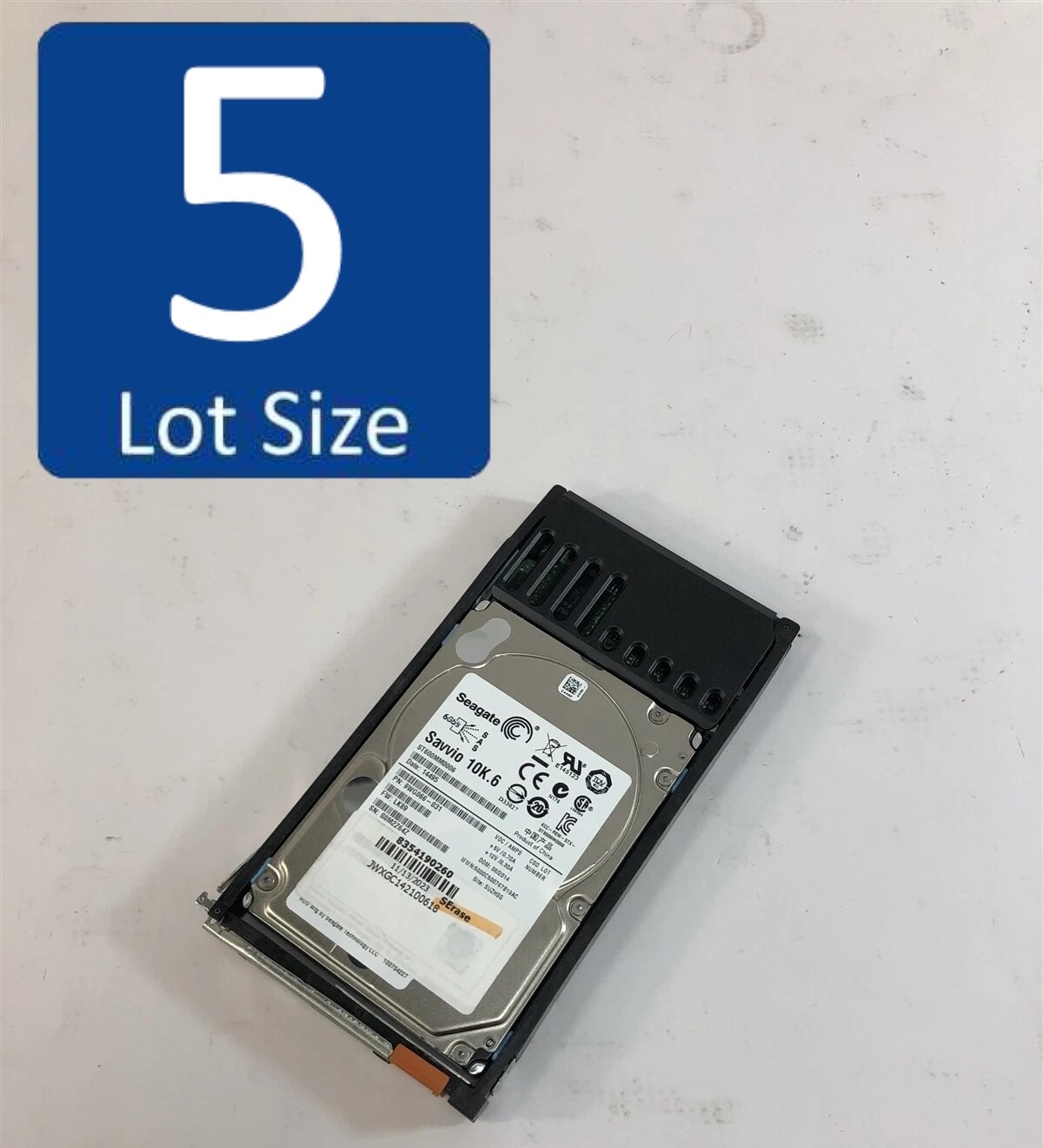 LOT OF 5 Seagate 600GB 2.5″ 6Gb SAS 10k RPM HDD ST600MM0006 9WG066-031 w/ Caddy