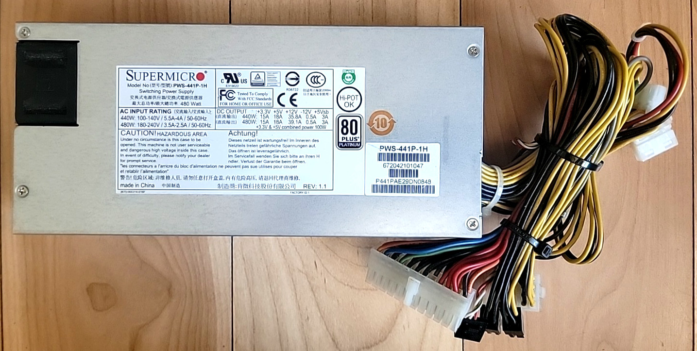 Supermicro PWS-441P-1H Power Supply Swithing 440W/480W 80 Multi-Output TESTED