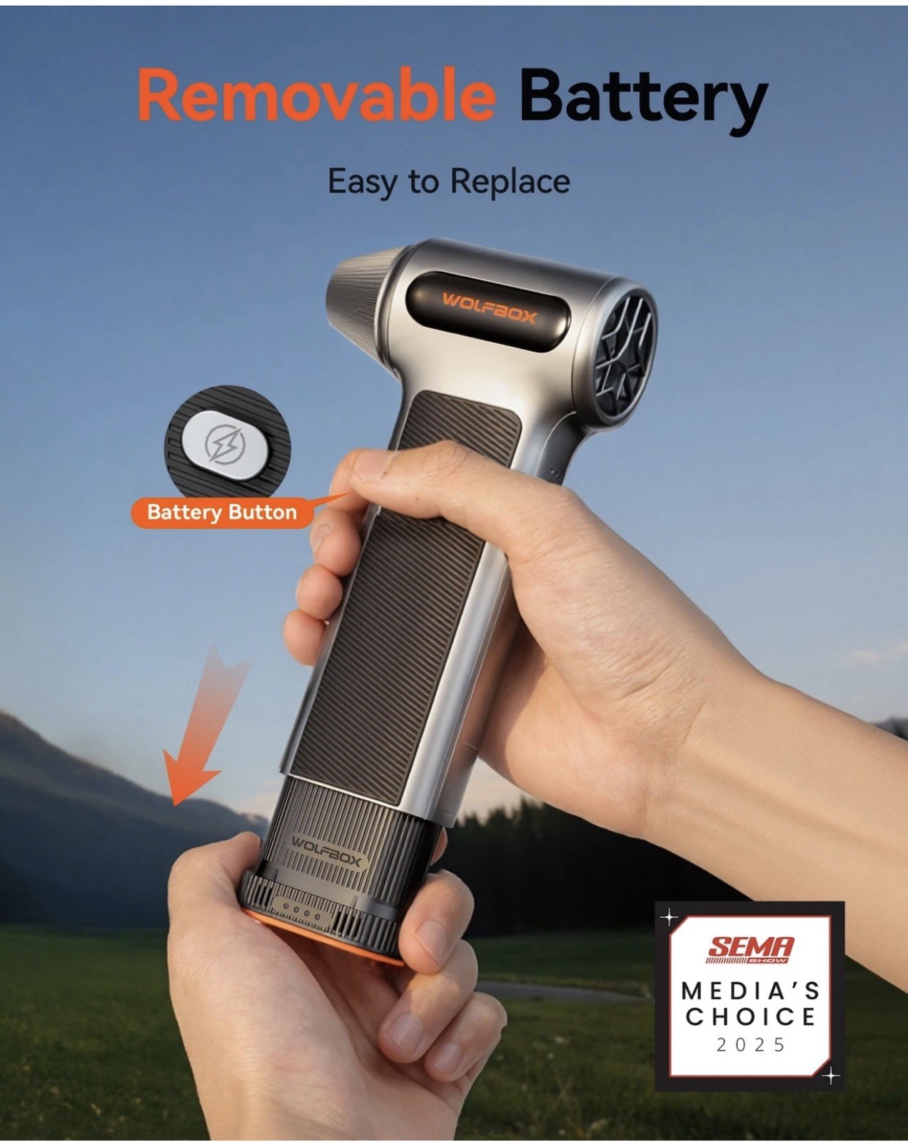 WOLFBOX Handheld MF200 Electric Air Duster with Removable Battery Mini Blower 1